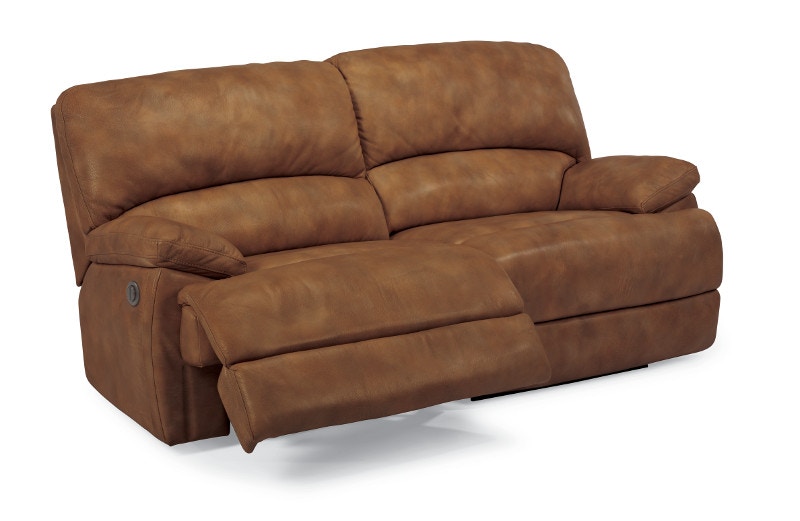 Flexsteel Dylan Leather Two Cushion Power Reclining Sofa with Chaise