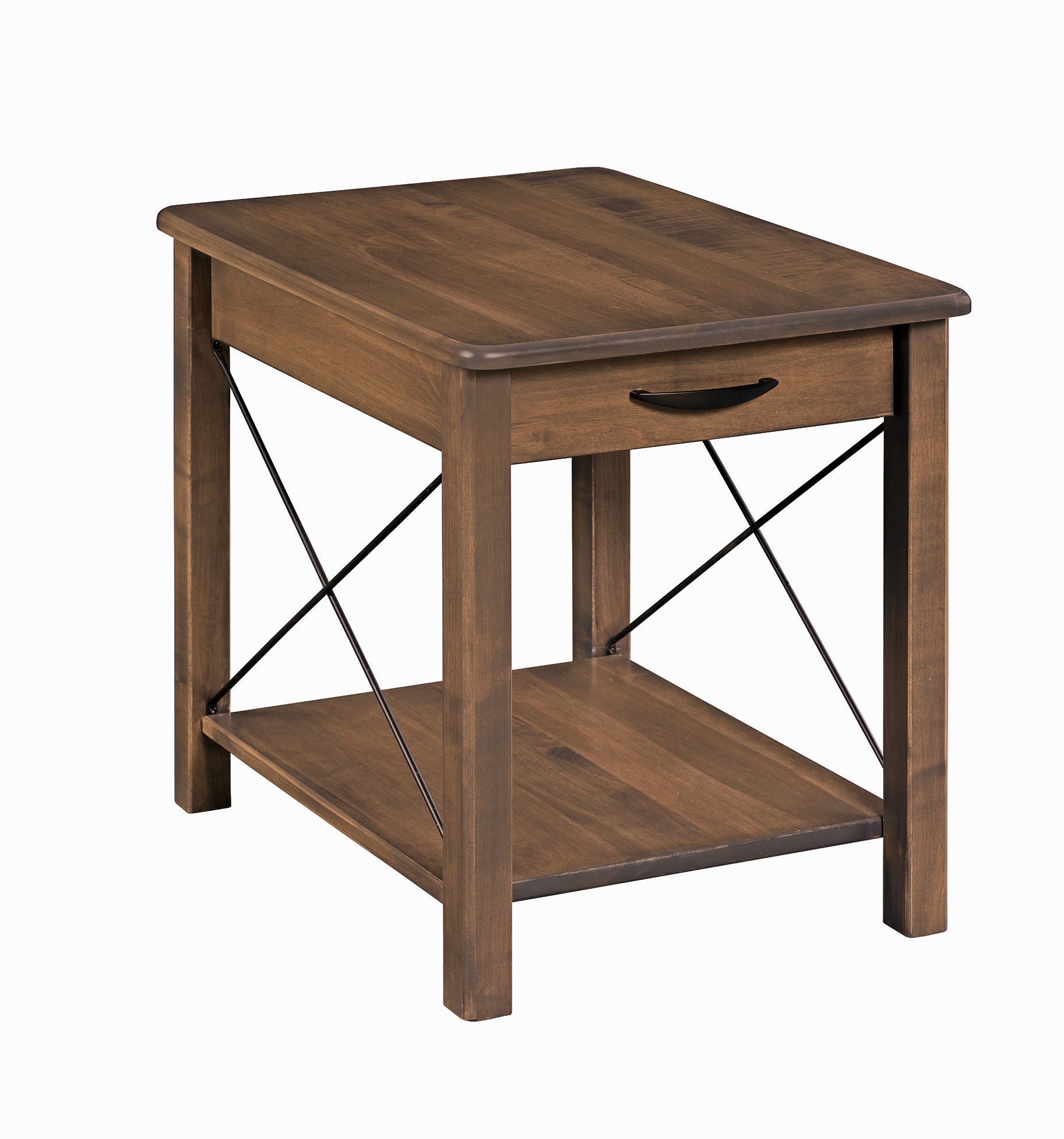 Country Value Woodworks Crossway Large End Table with Drawer 720