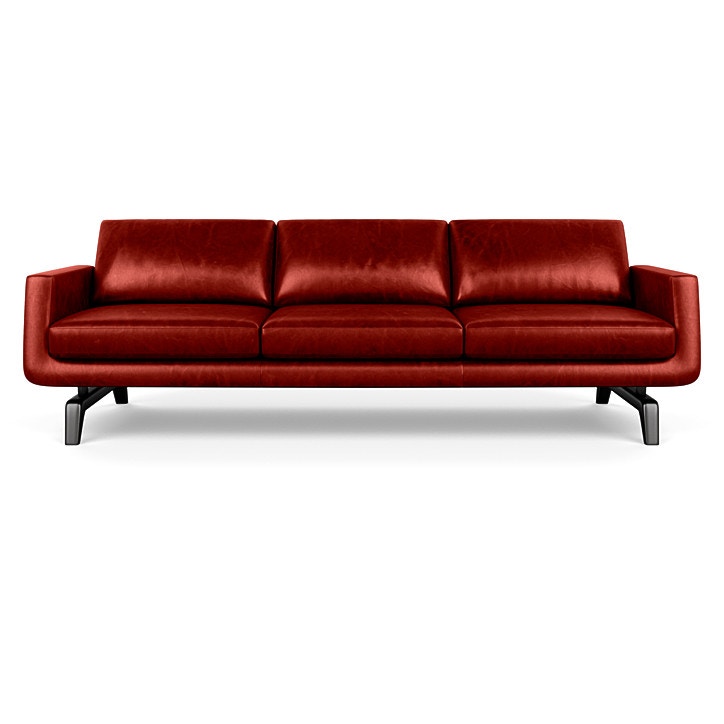 American Leather Nash Three Cushion Sofa NSHSO3STMontBlancCrimson