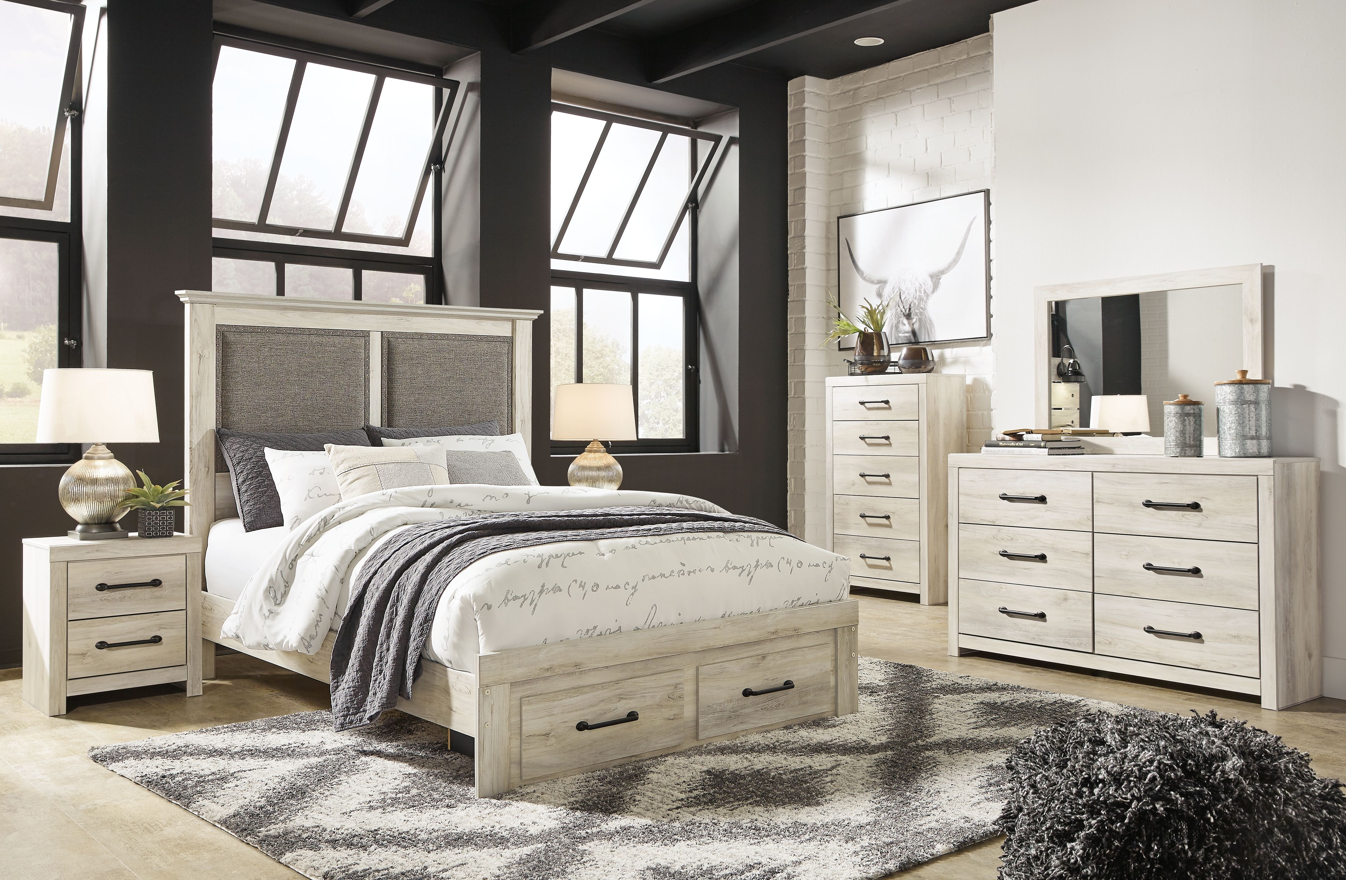 Ashley 8 Piece Queen Upholstered Storage Bed Set B192-31-36-46-157-54S-96-92-2