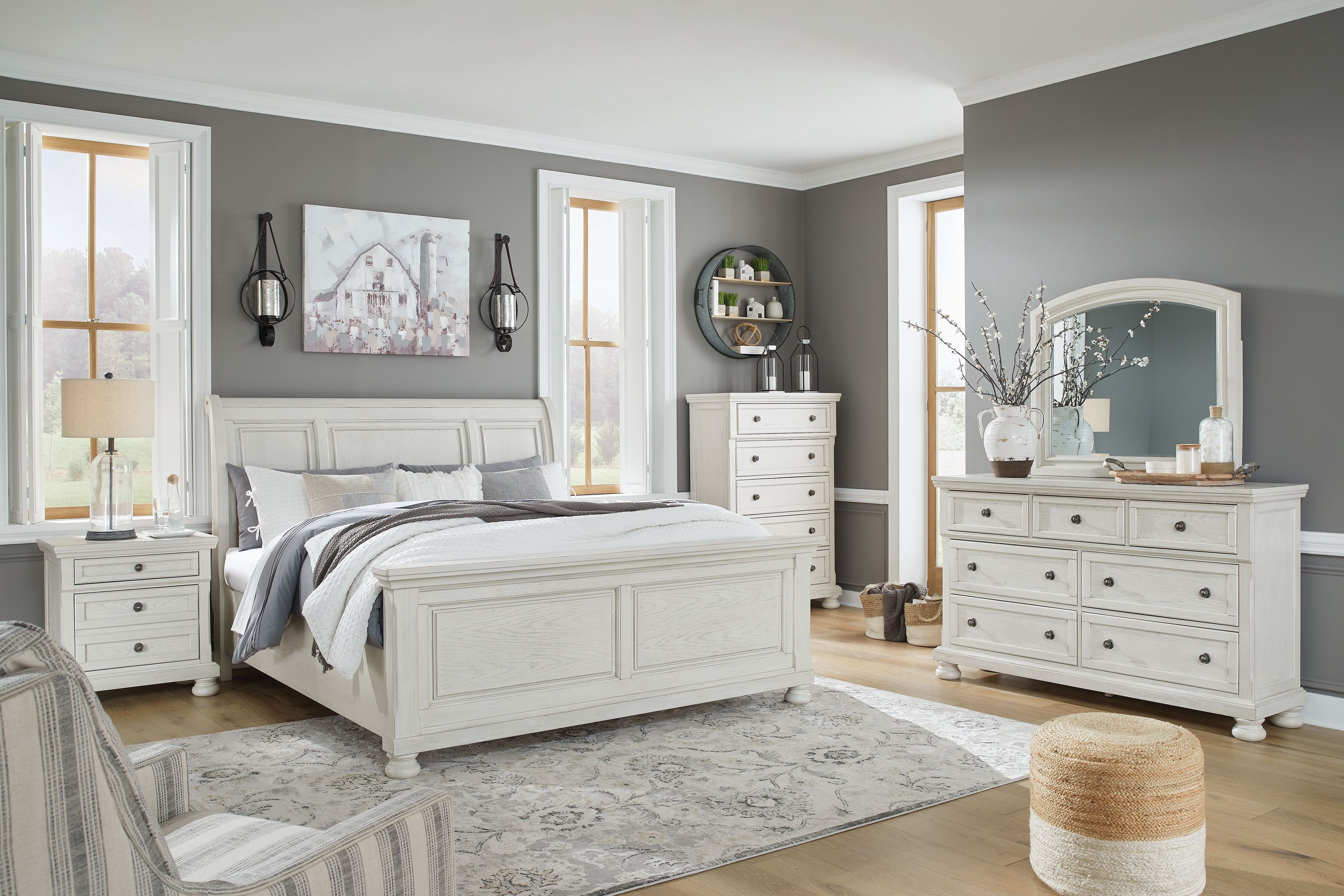 Ashley 8 Piece King Sleigh Bed Set B742-31-36-46-78-56-97-92-2