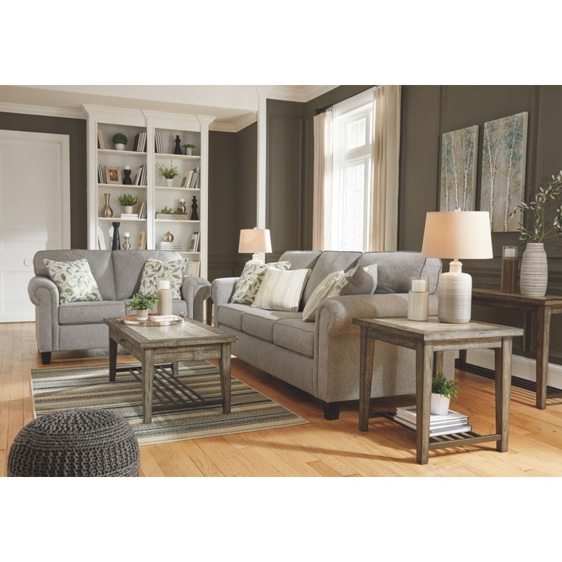 Gray couch store and loveseat set