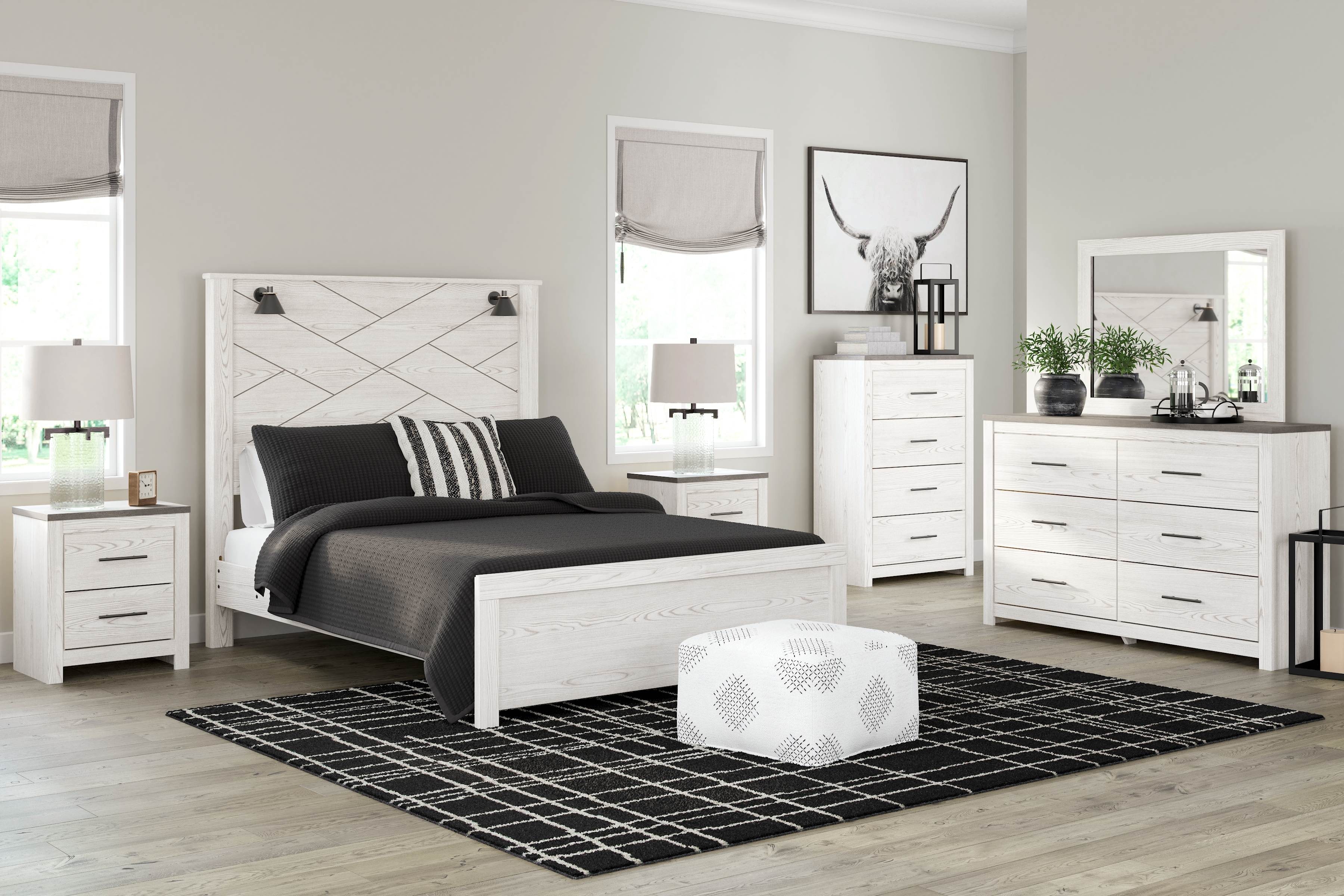 Ashley 7 Piece Queen Panel Bed With Sconces Set B1190-31-36-57-54-98-92-2