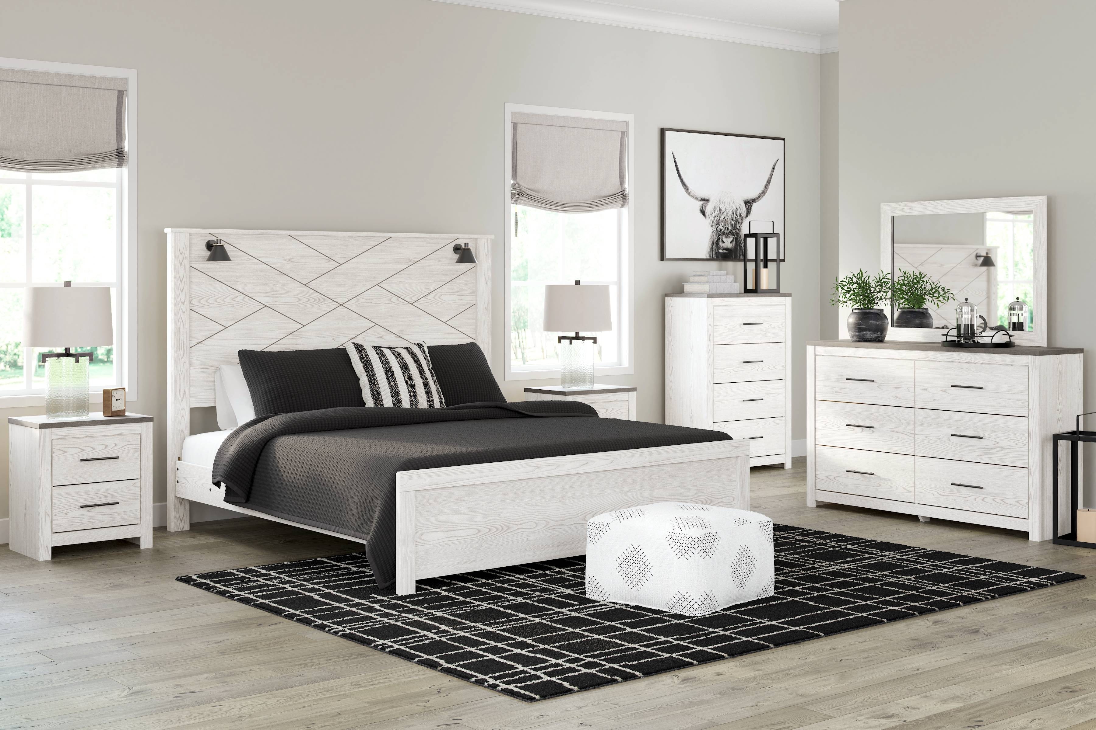 Ashley 5 Piece King Panel Bed With Sconces Set B1190-31-36-58-56-99