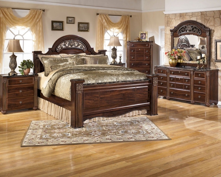 Ashley furniture cherry on sale wood bedroom set