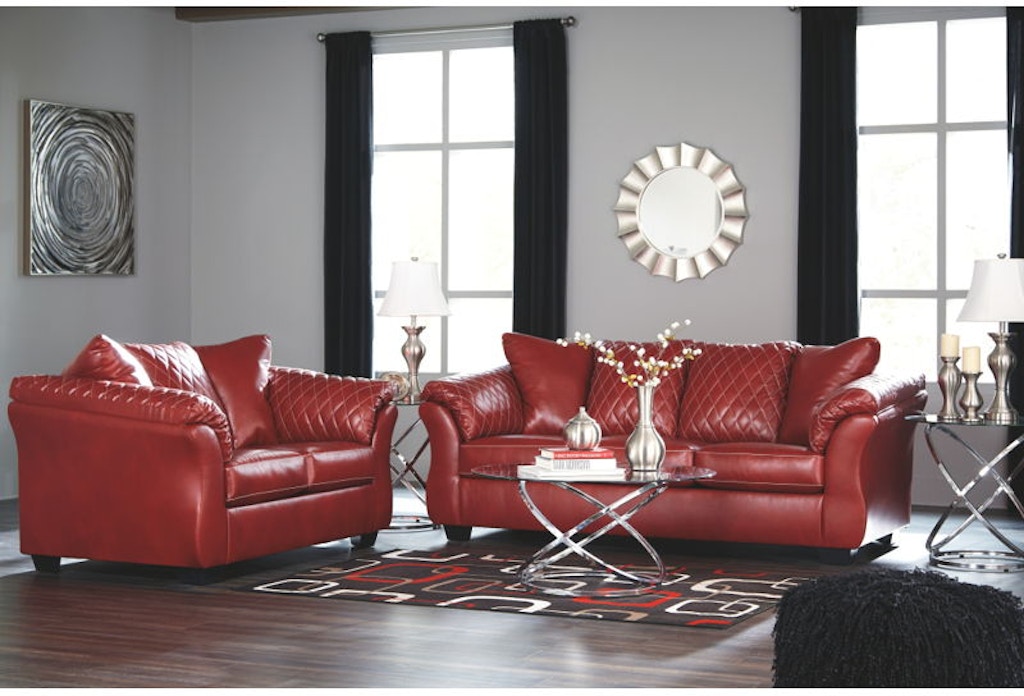 ashley furniture living room sets red