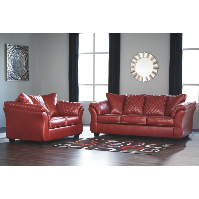 Ashley furniture deals red leather sofa