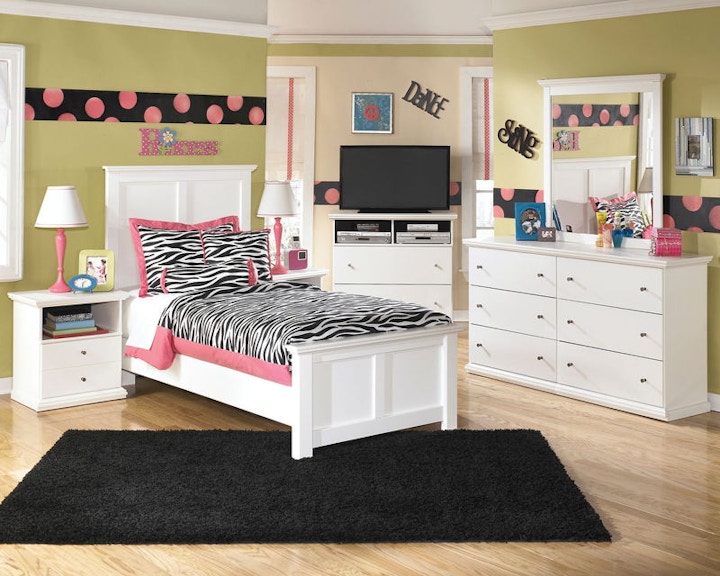 Ashley Bostwick Shoals Dresser And Mirror And Twin Panel Bed And 2