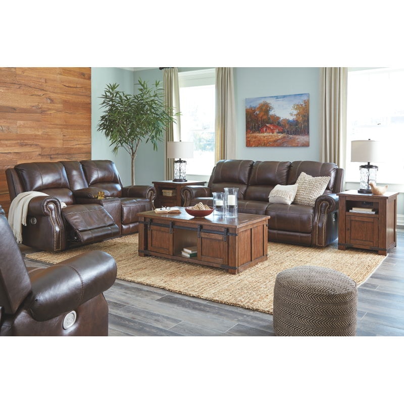 Ashley Buncrana Power Reclining Loveseat Console Adjustable Headrest