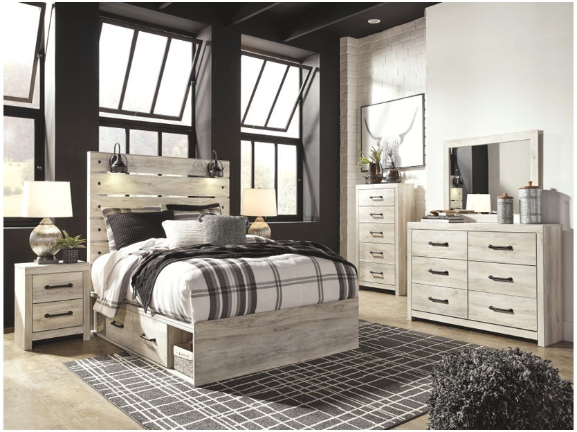 7 piece queen panel bed with side storage set