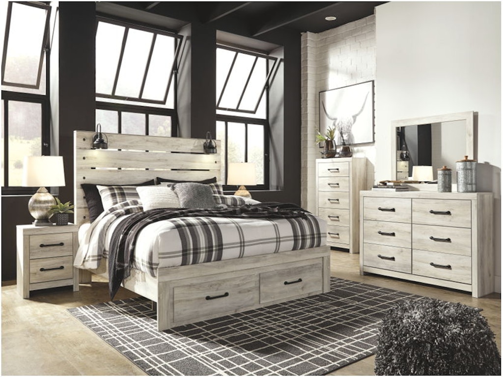 6 Piece King Panel Bed With Storage Set