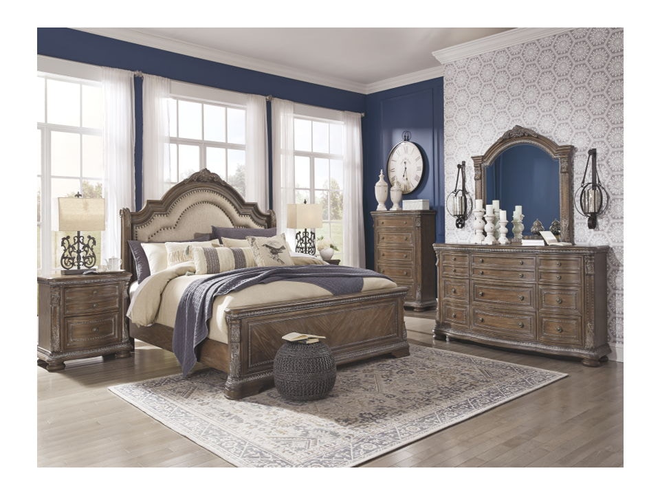 Upholstered sleigh bed deals set