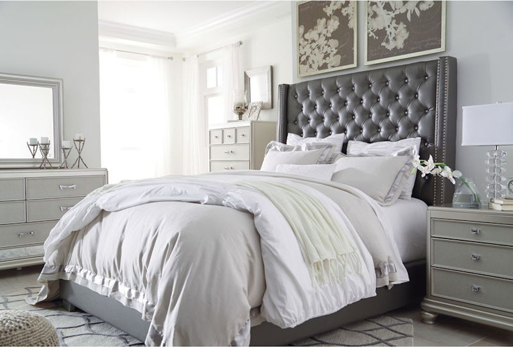 ashley furniture coralayne king bedroom set in silver
