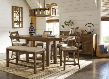 Ashley Moriville 6 Piece Rectangular Counter Dining Set - Portland