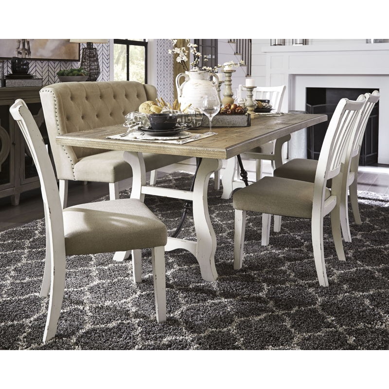 White dining room table deals ashley furniture