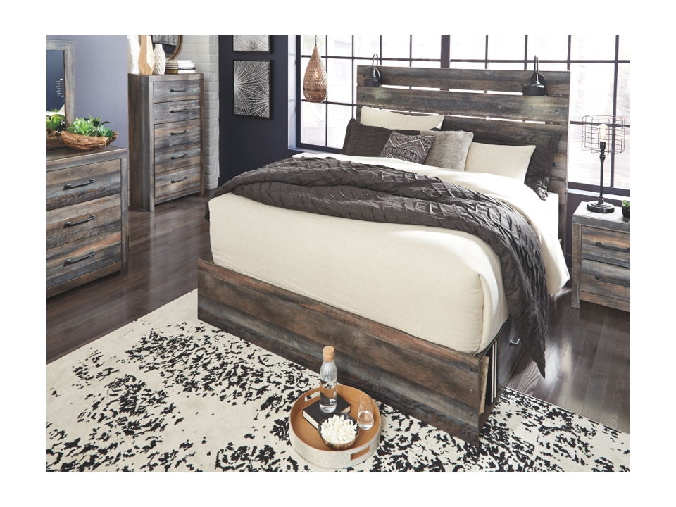 Ashley 9 Piece King Panel Storage Bed Set B211-31-36-58-56-60-2-B100-14-92-2