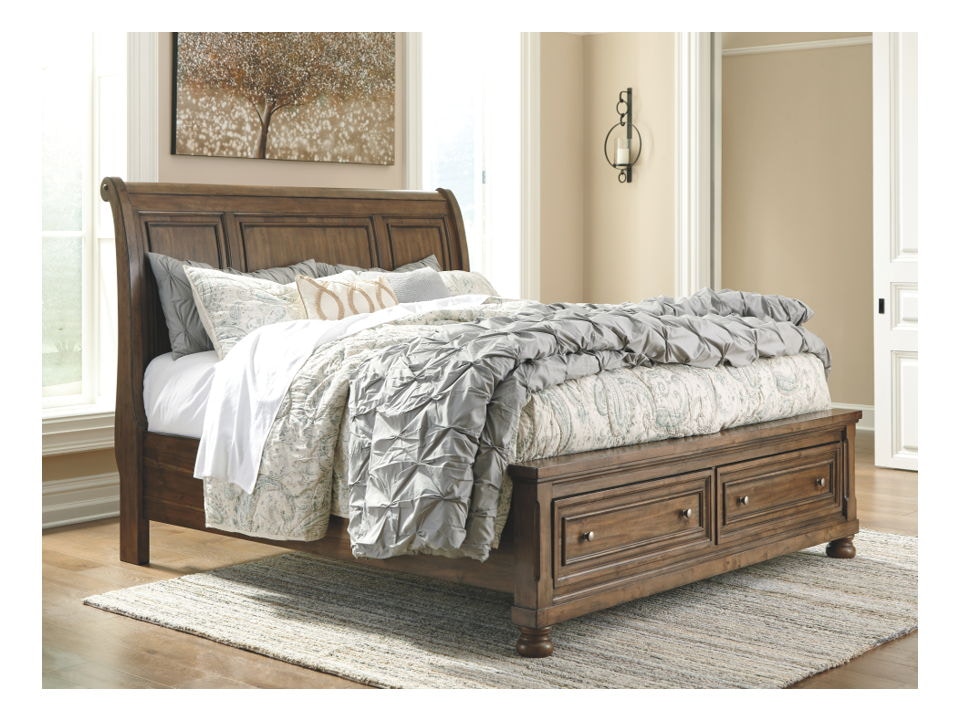 queen sleigh bed with storage