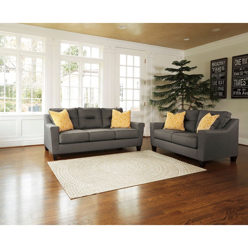 Ashley Forsan Nuvella Sofa and Loveseat and Farna Table Set 66902