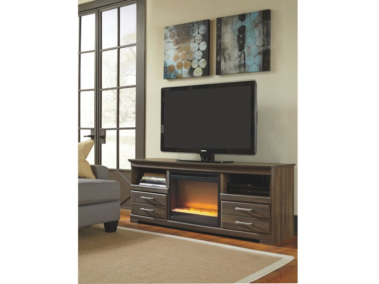 Ashley Frantin LG TV Stand with Glass and Stone Fireplace ...