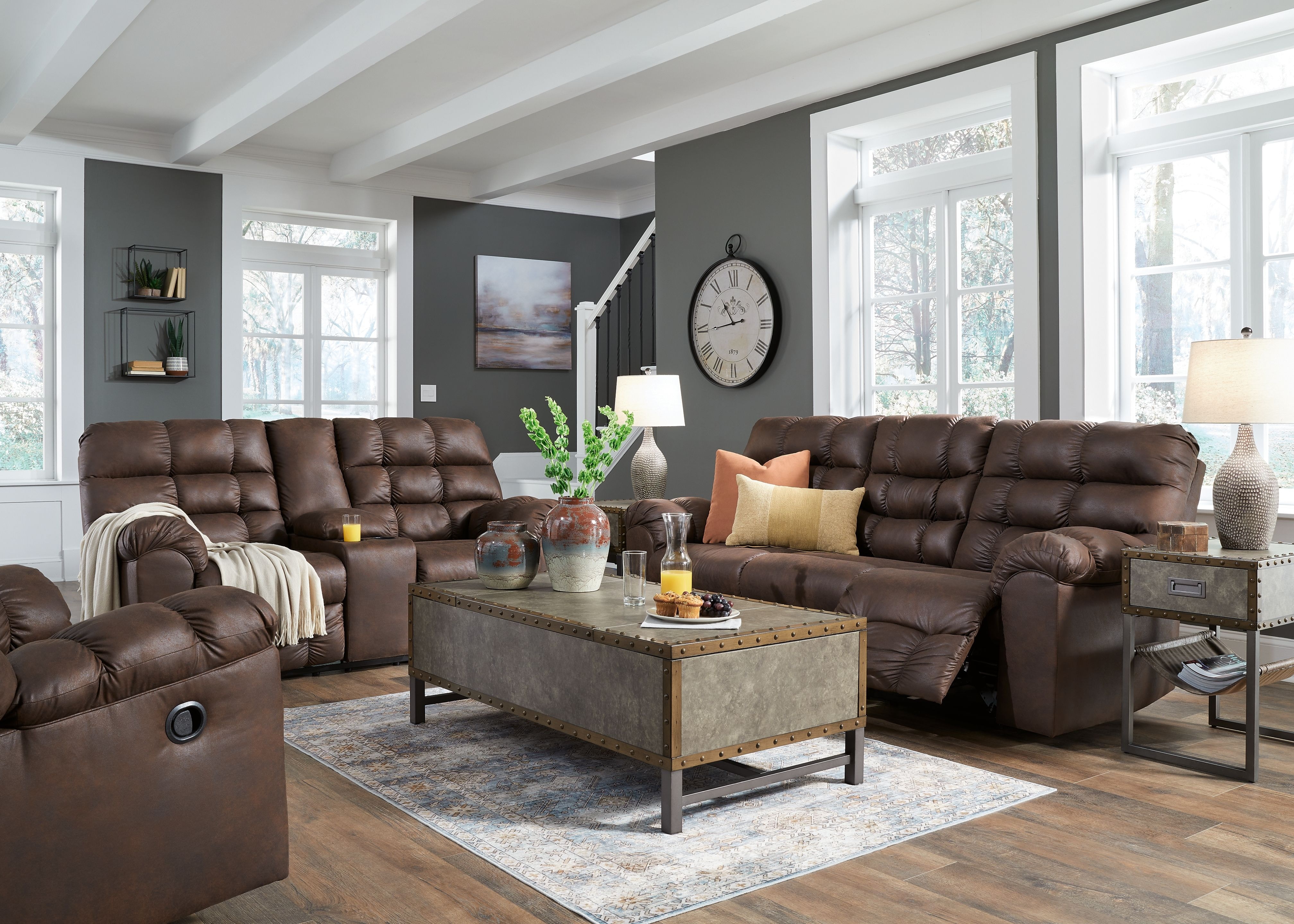 Ashley furniture leather deals recliners