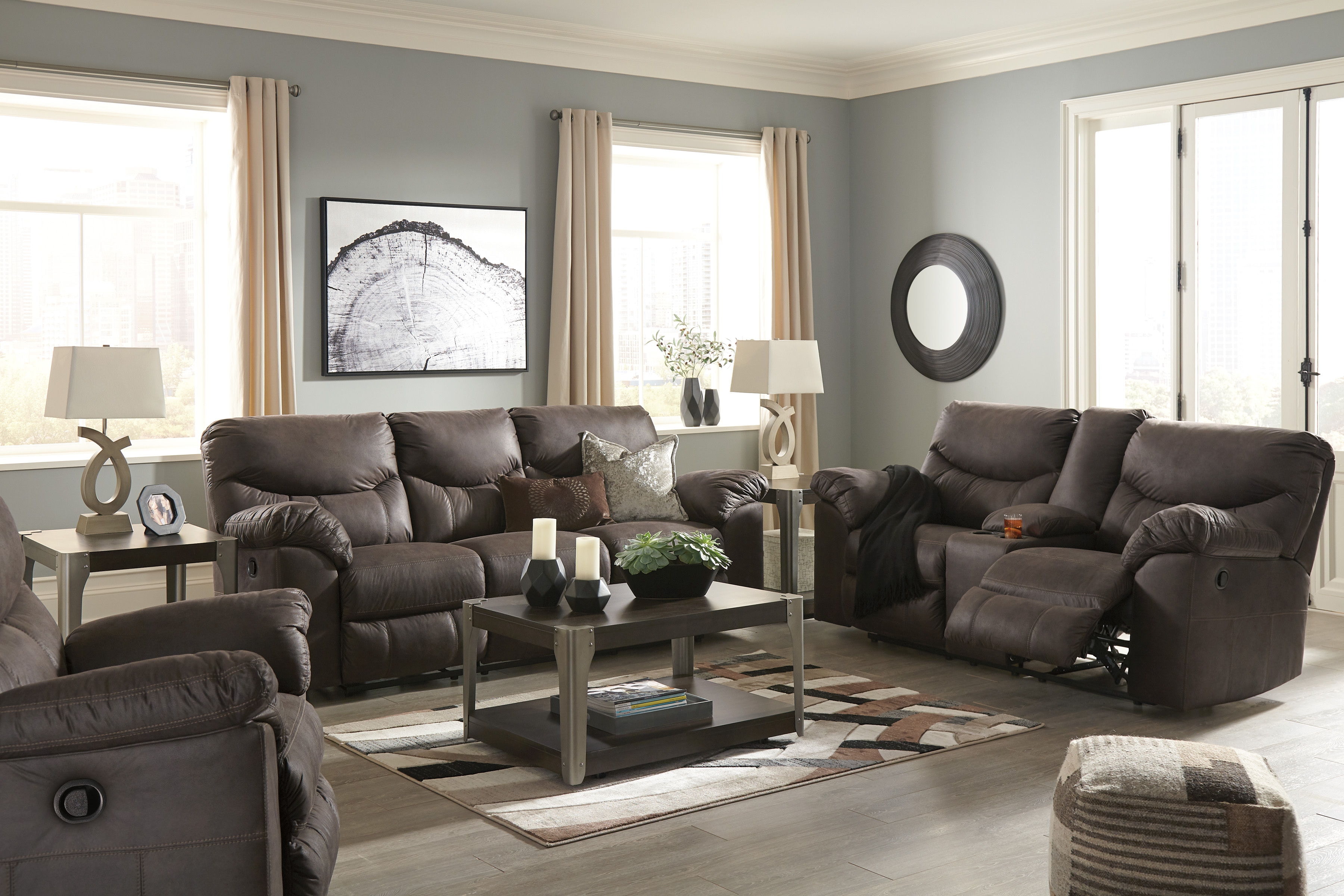 Rocker recliner best sale loveseat with console