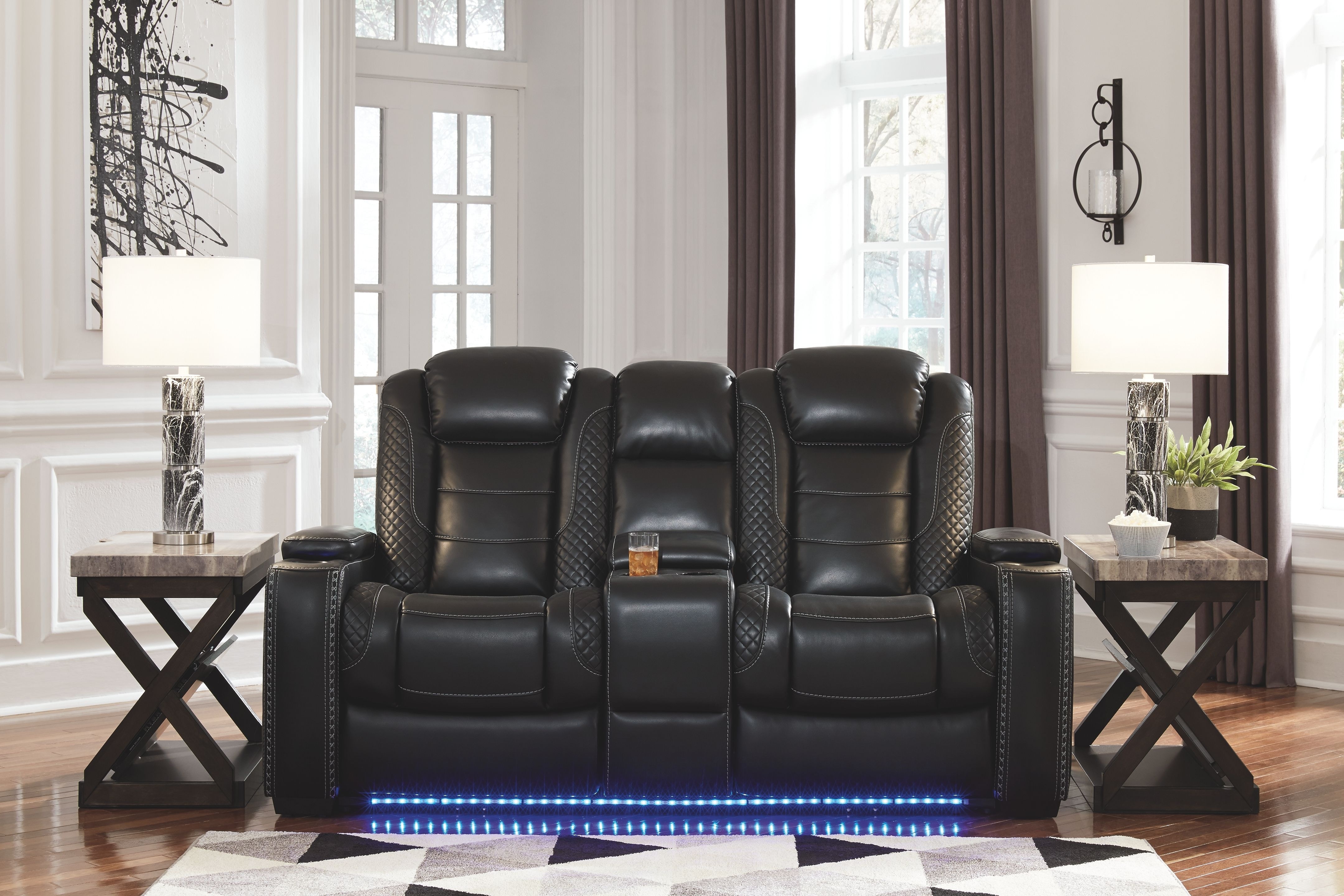 Ashley Party Time Power Reclining with Adjustable Headrest Sofa