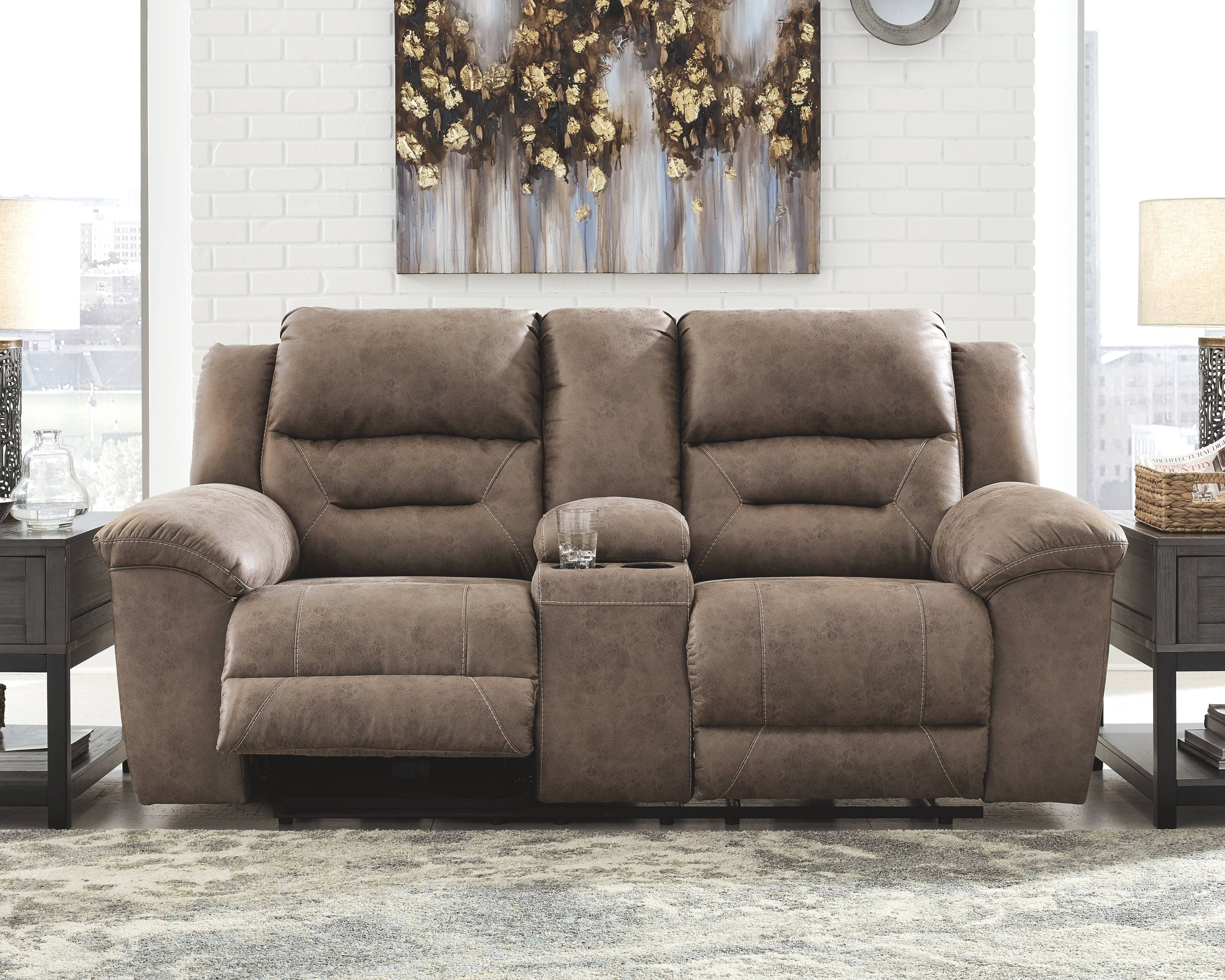 Ashley Stoneland Power Reclining Sofa & Loveseat Set 399058796