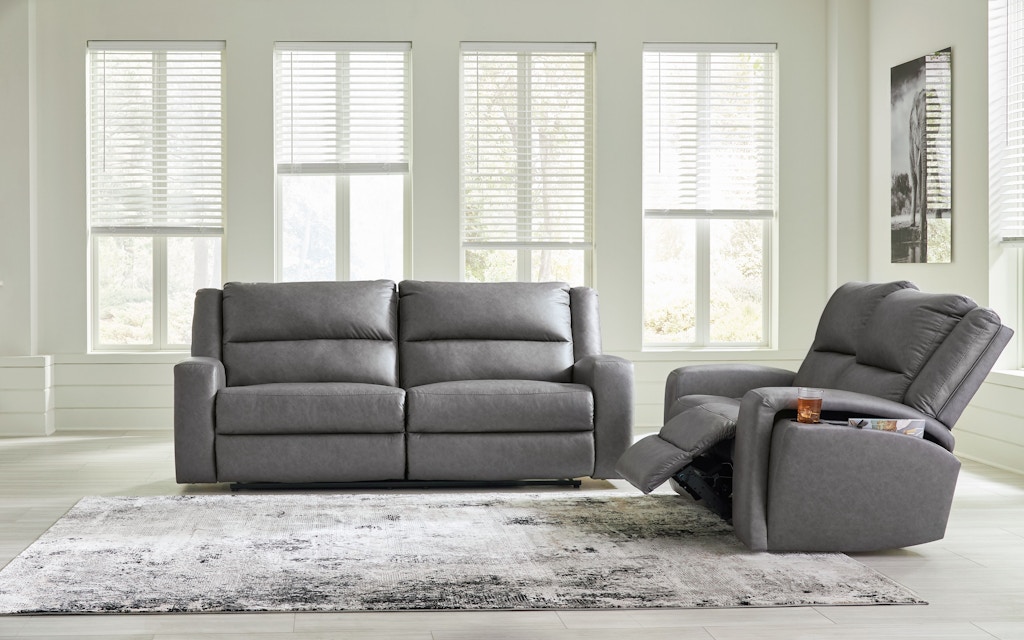 Ashley Tulen Tulen Gray Reclining Loveseat Manual Reclining Ashley