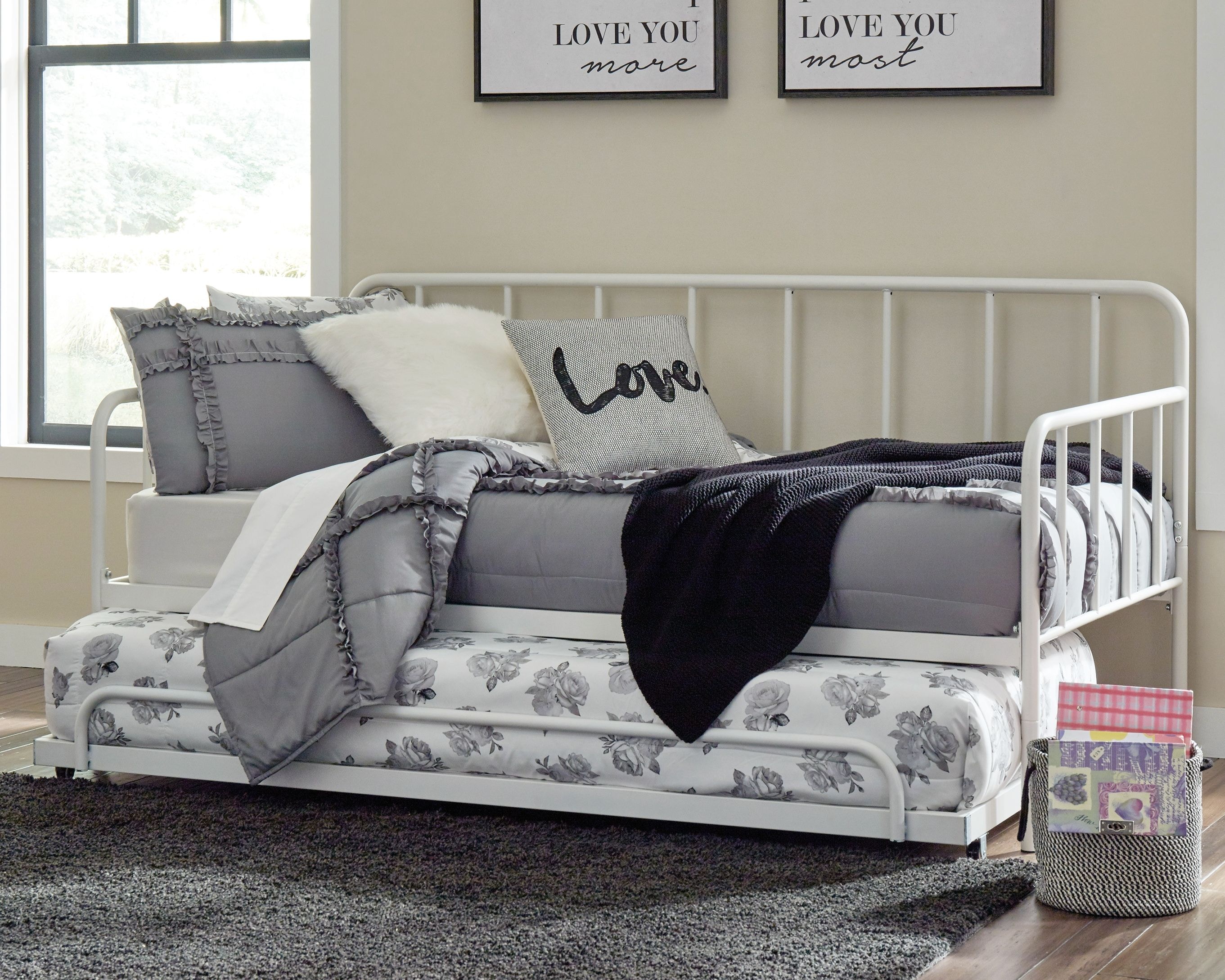 Ashley Trentlore Twin Metal Day Bed with Trundle B076 280 260 Portland OR Key Home Furnishings