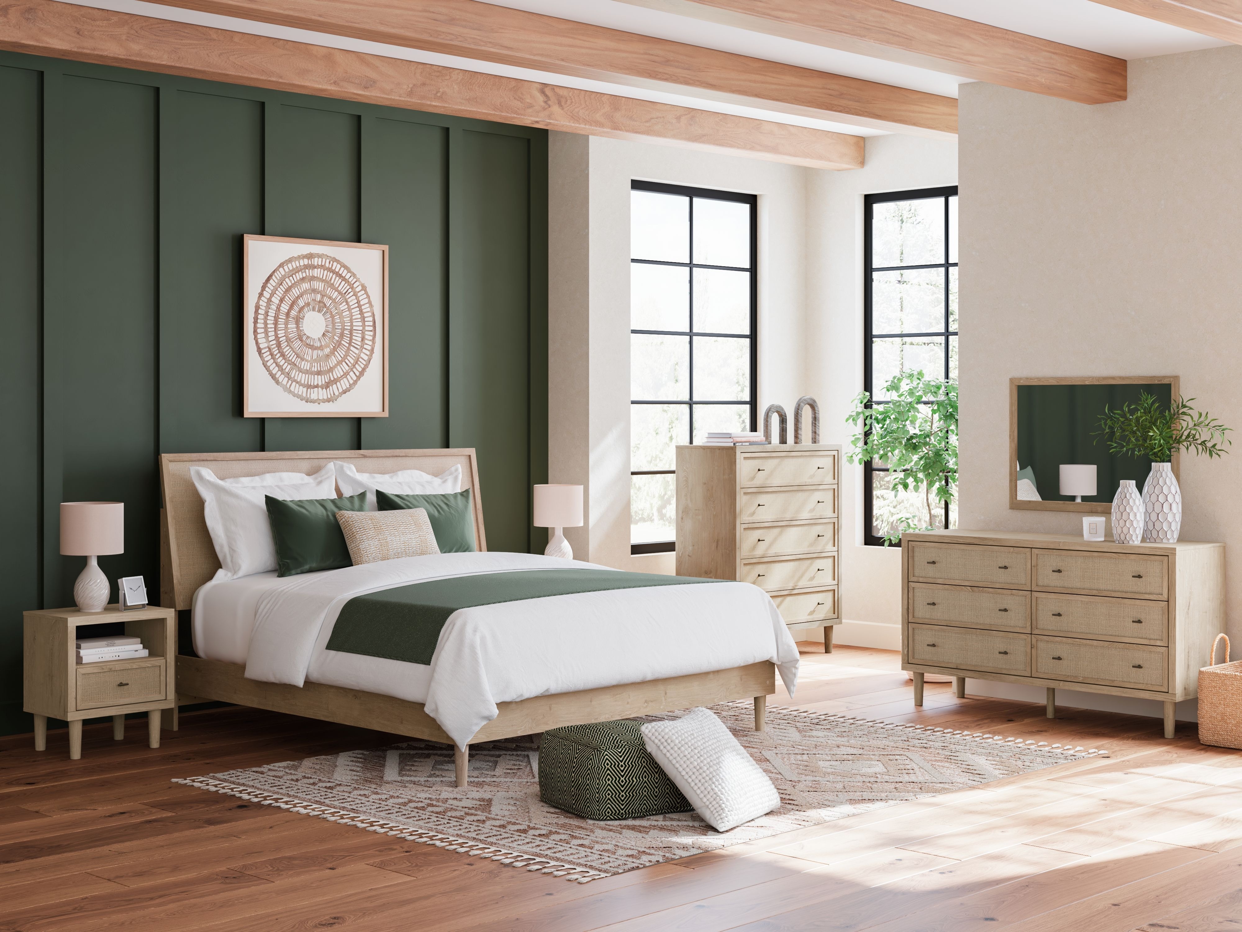 Ashley 7 Piece King Panel Bed Set B1199-231-36-58-156-91-2-B100-14