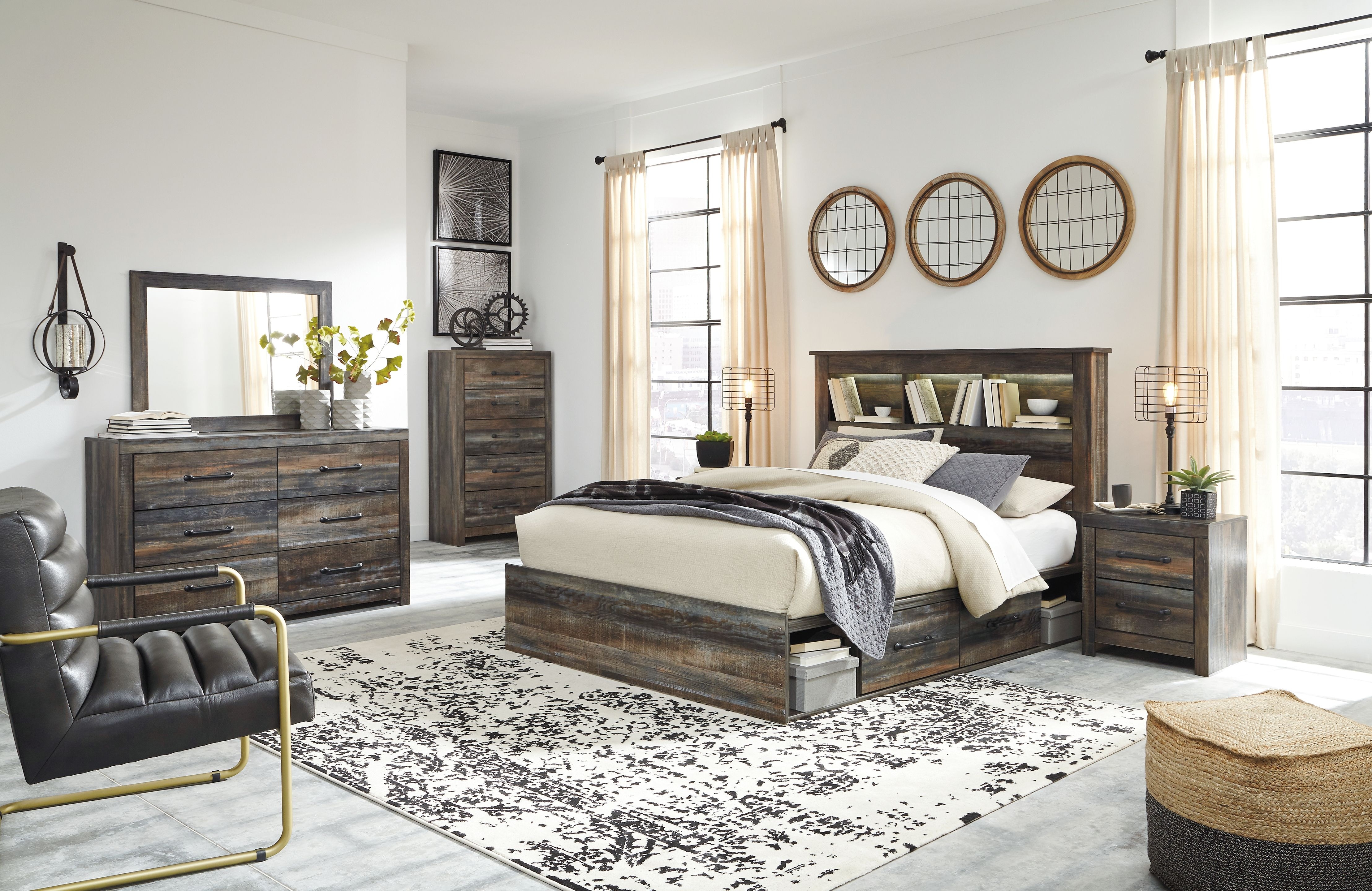 Ashley 7 Piece King Bookcase Storage Bed Set B211-31-36-69-56-60-2-B100-14