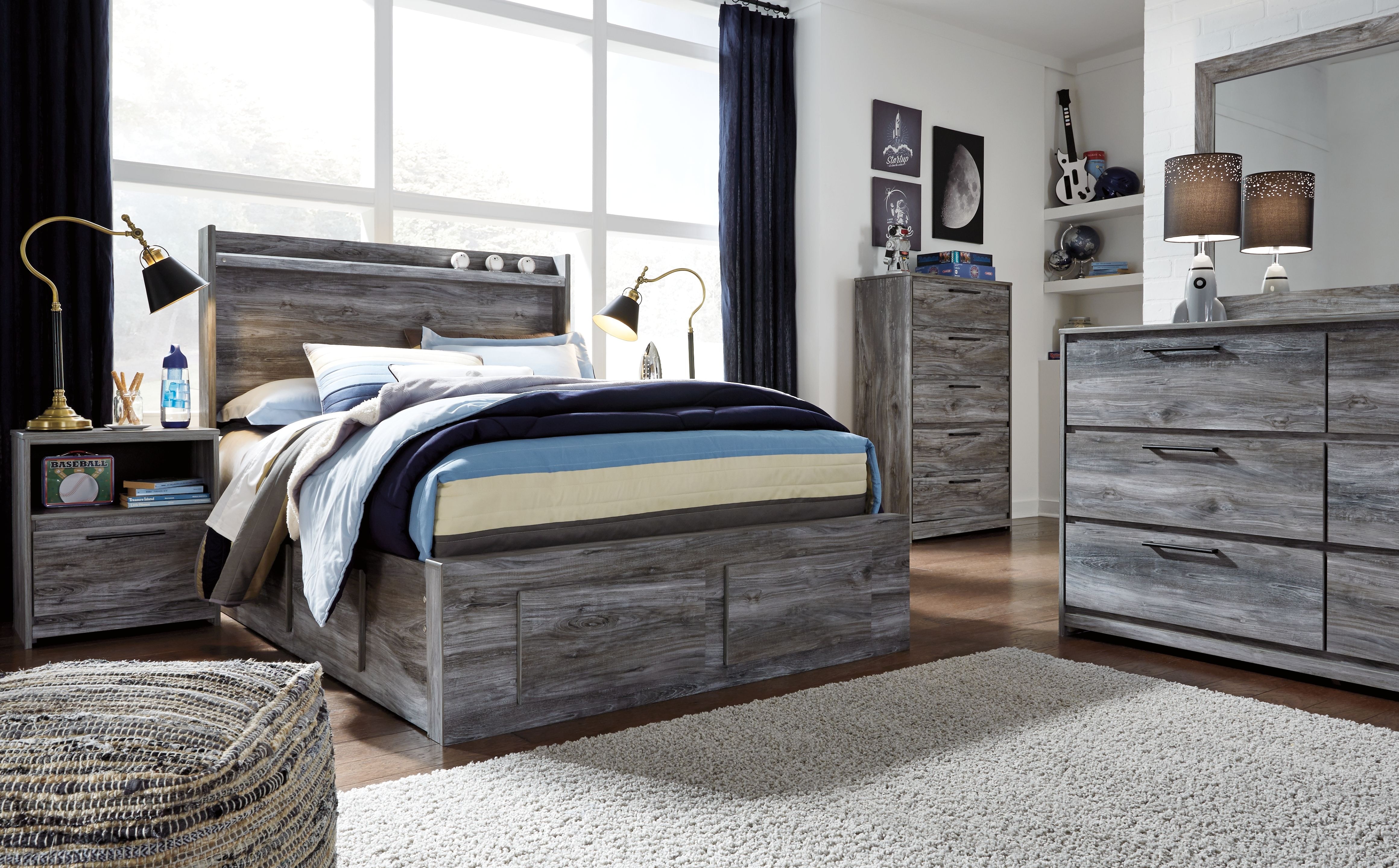Ashley Full Panel Bed With 4 Storage Drawers - 10 Piece Full Bed Set B221-31-35-46-50-84S-87-89-B100-12-91-2