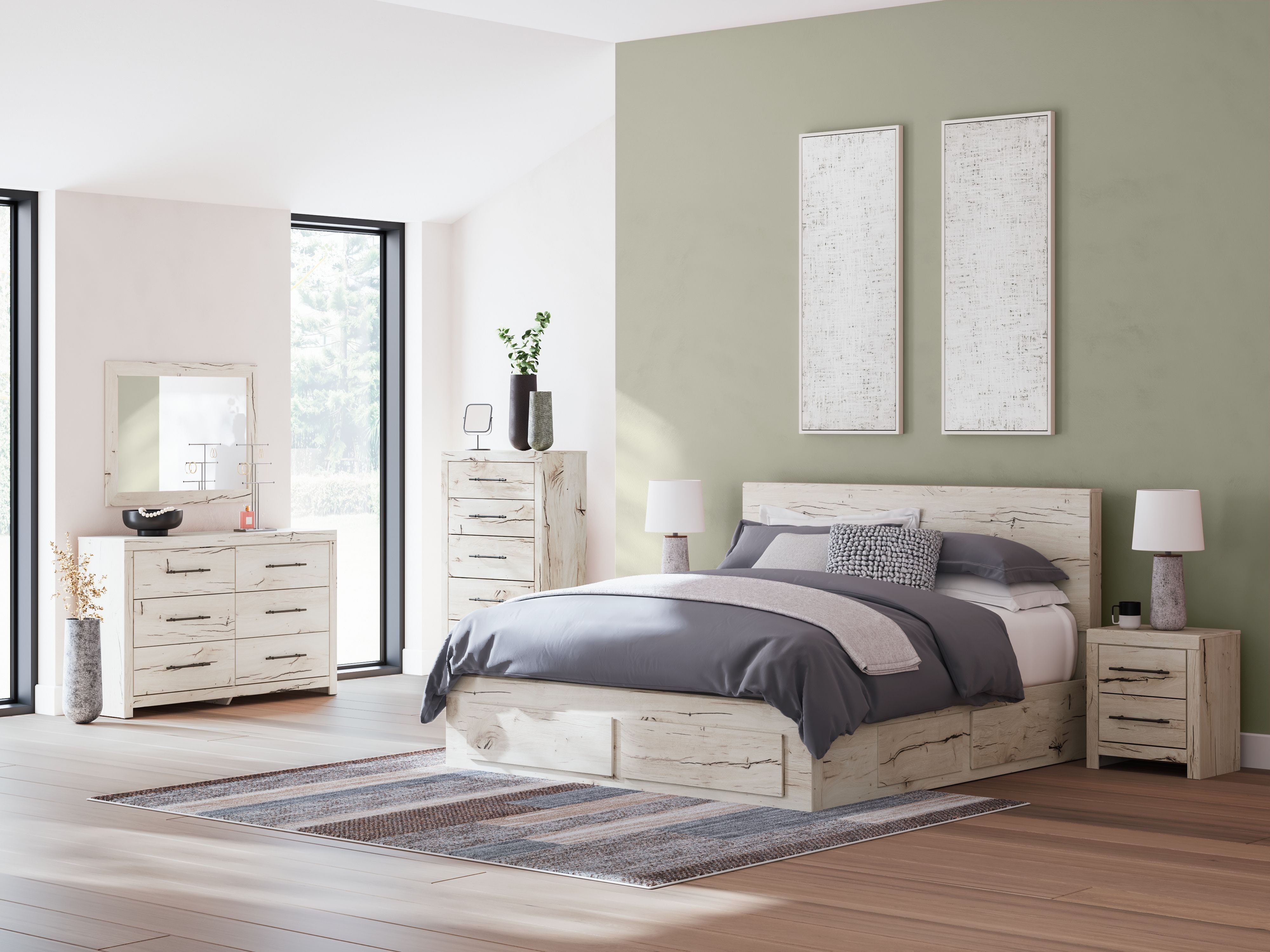 Ashley 9 Piece King Panel Bed With Storage Set B2310-31-36-58-56S-60-2-92-2-B100-14