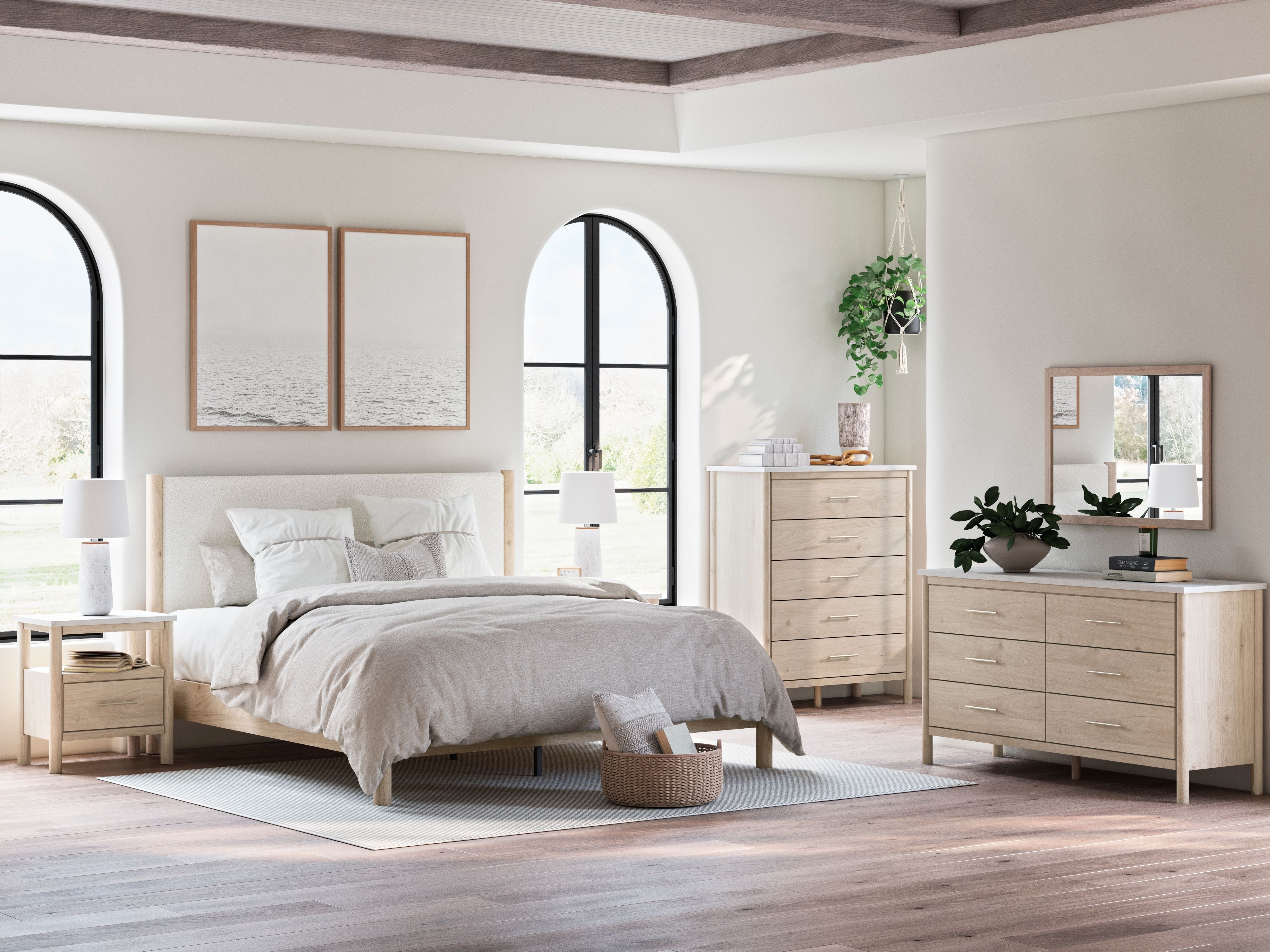 Ashley 6 Piece King Upholstered Panel Bed Set B2615-231-36-345-58-56-B100-14