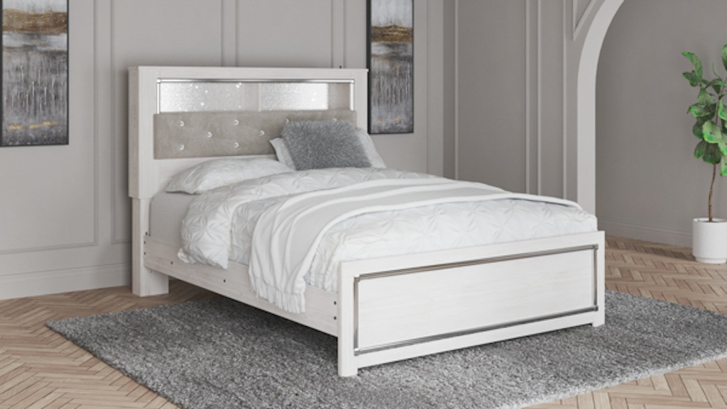 Platinum Gray Linen Bookcase Bedroom Set