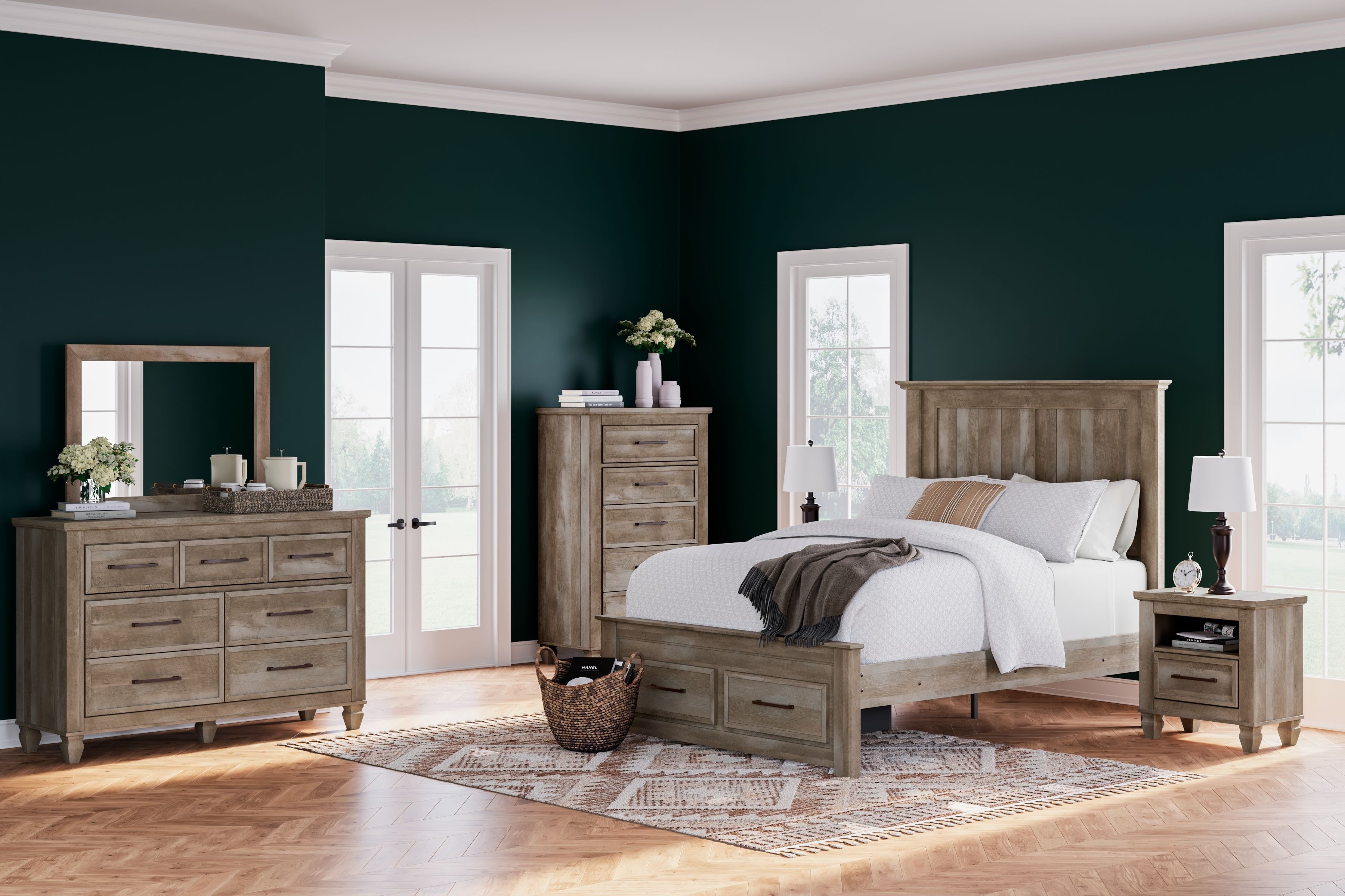 Rustic grey queen 2024 bedroom set