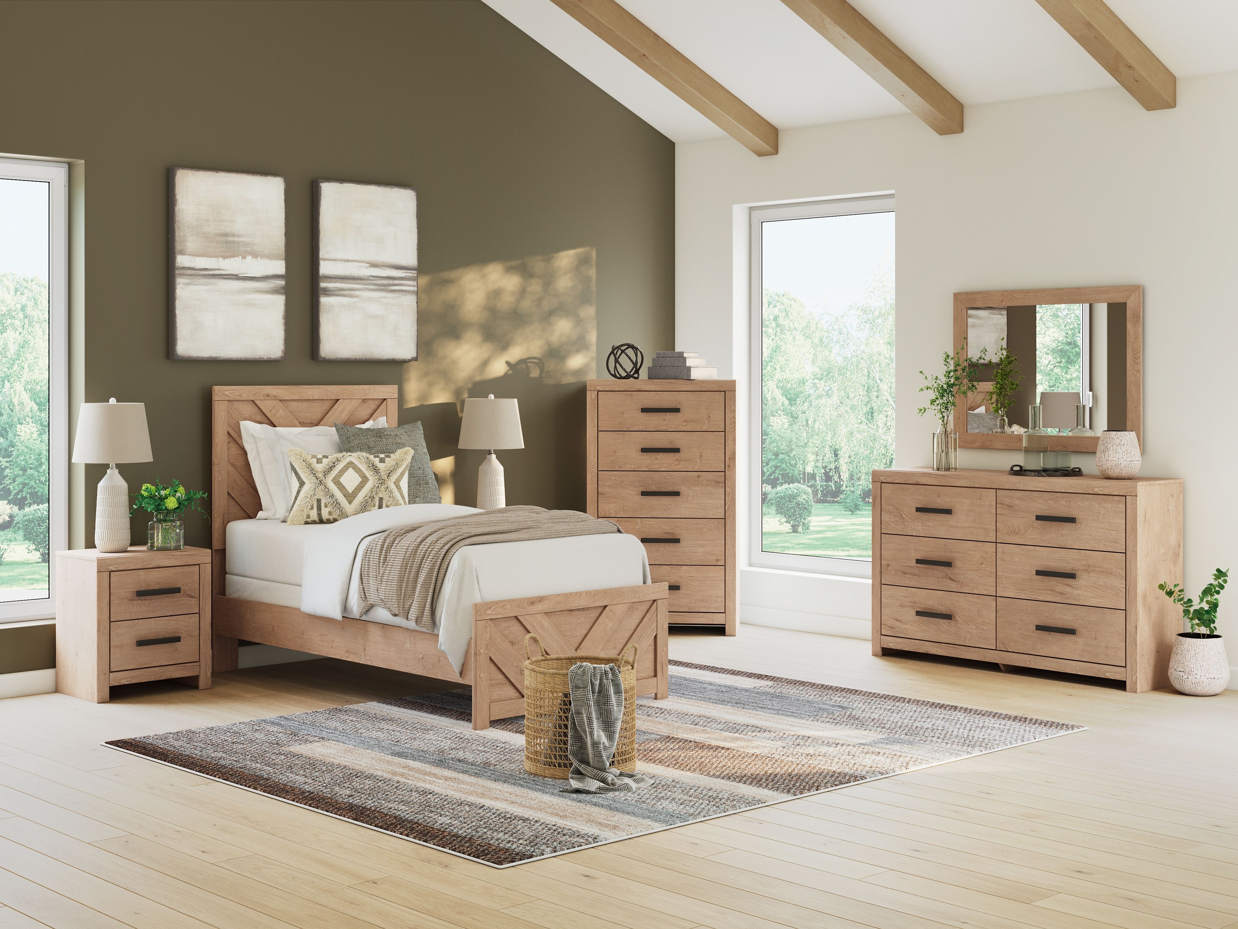 Ashley Sanginlane 4 Piece Twin Panel Bed Set B3787-31-36-53-83