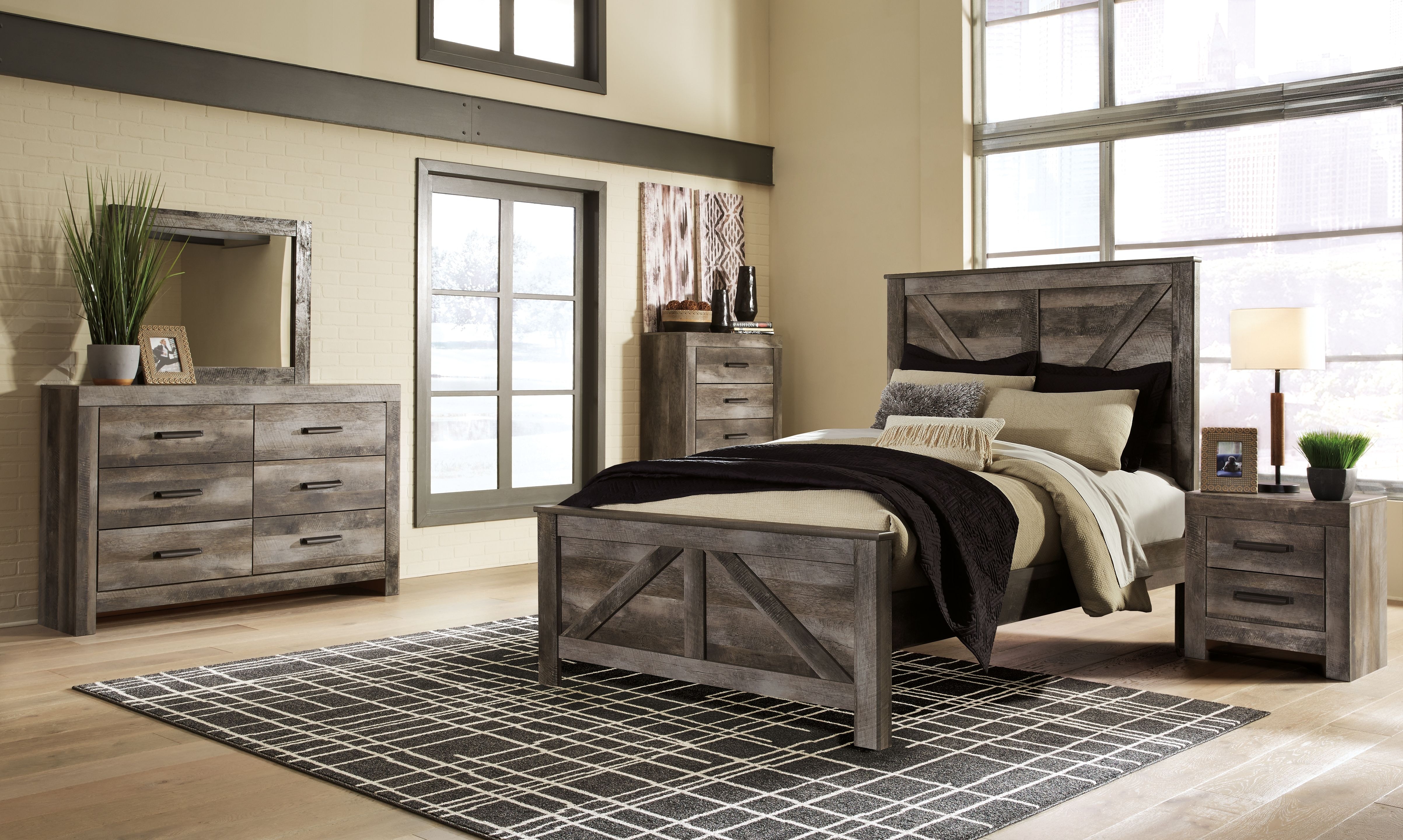 Ashley 8 Piece Queen Crossbuck Panel Bed Set B440-31-36-46-57-54-98-92-2