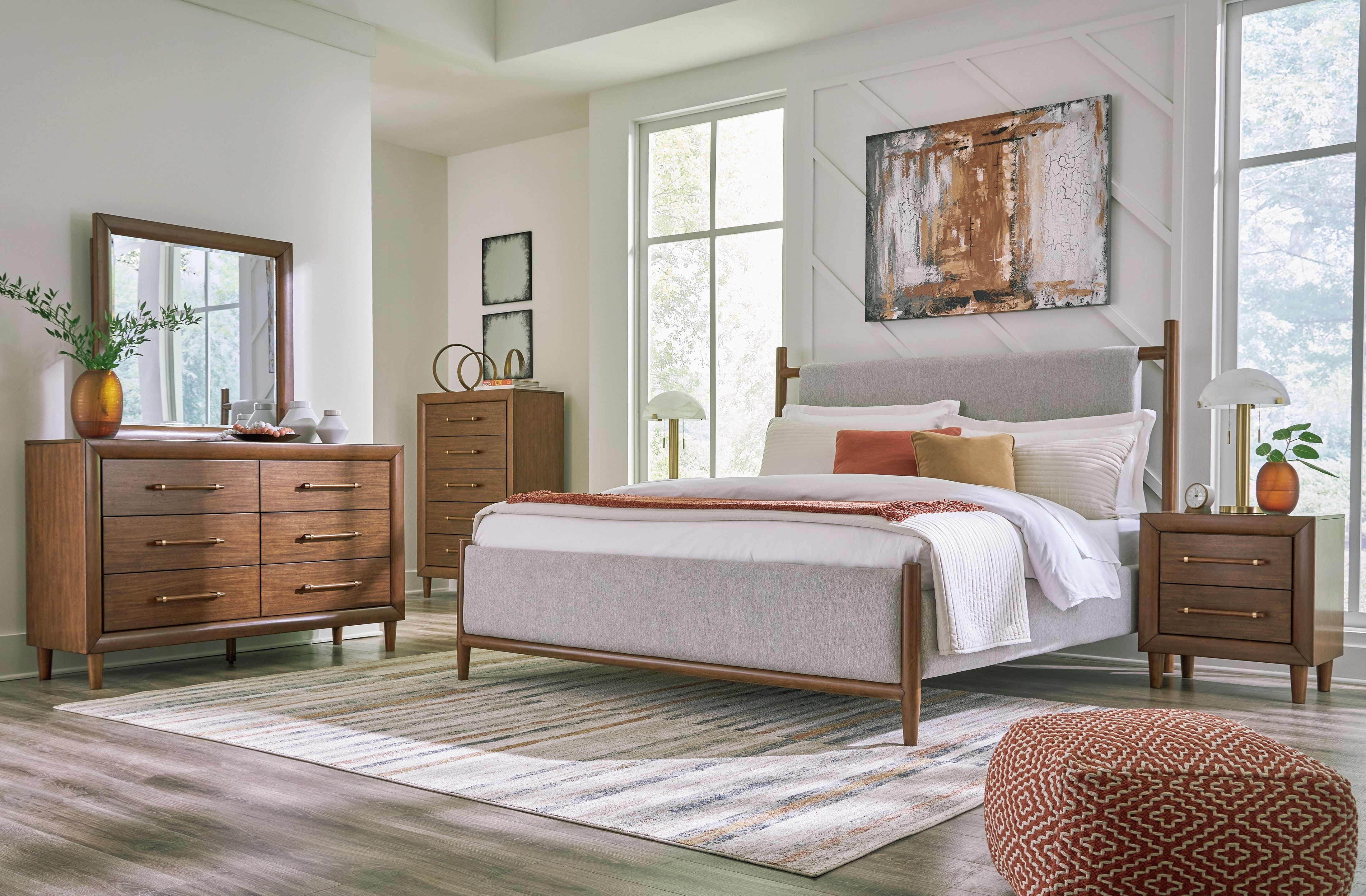 Ashley 4 Piece California King Upholstered Bed Set B615-31-36-82-94