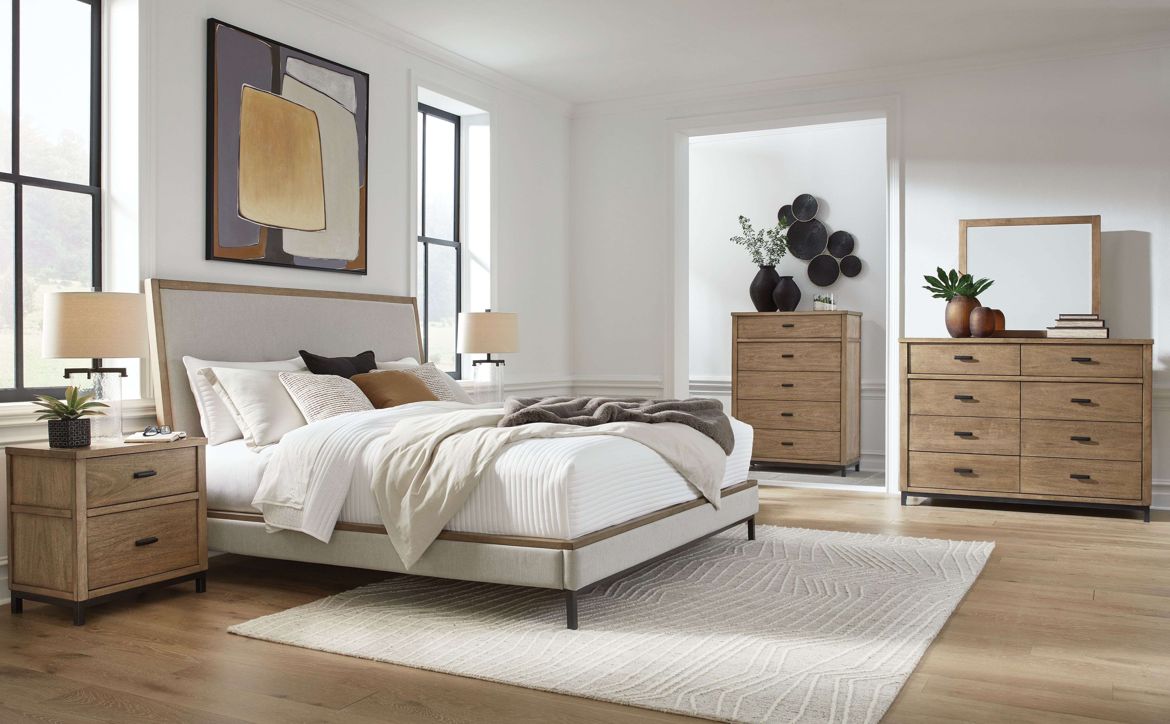 AshleyP!24 ⭐︎room306contemporary Cadmori - Black / White - Full Upholstered Panel Bed