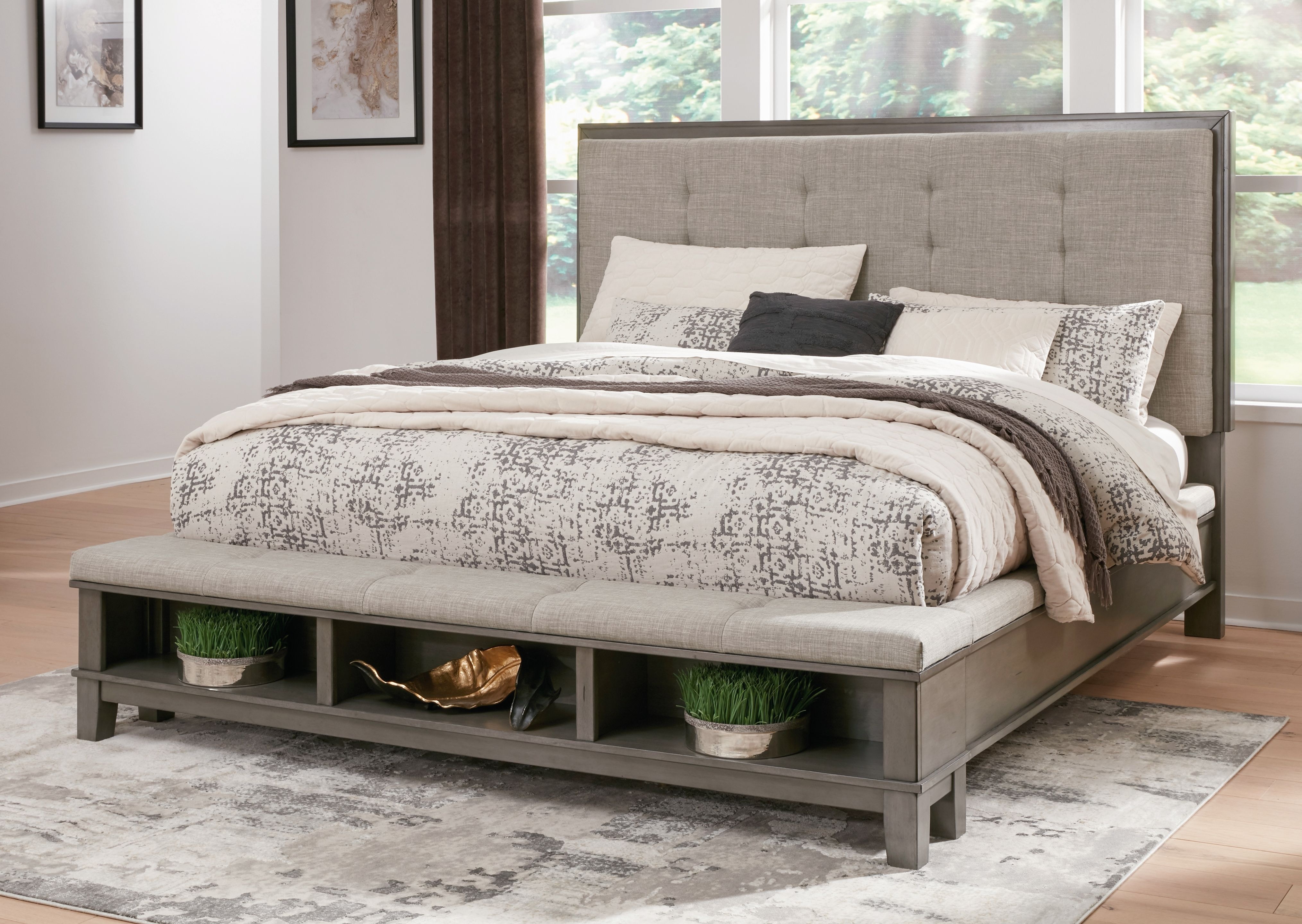 Ashley furniture queen bed outlet frame with storage