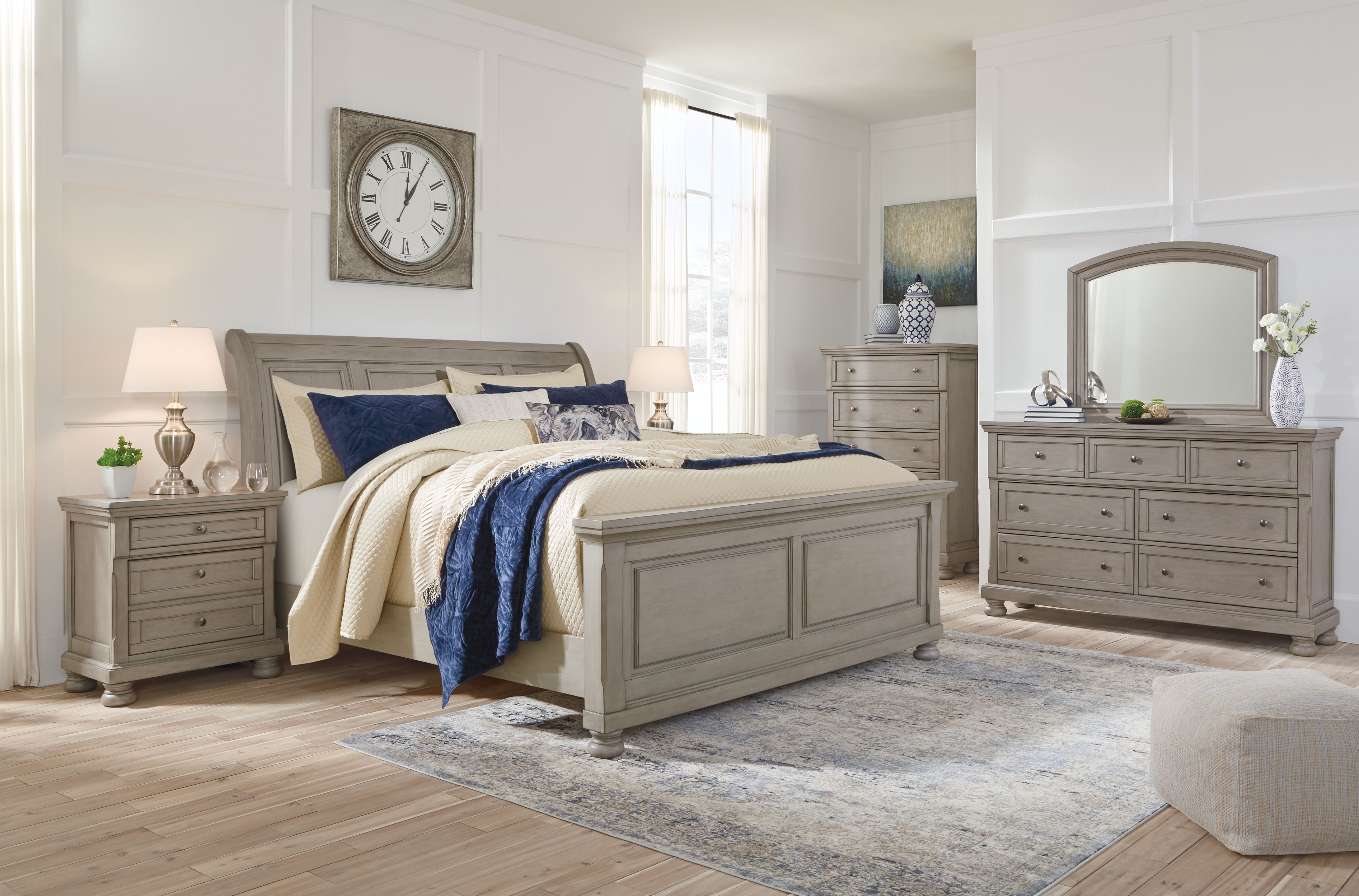 Ashley King Sleigh Bed Set - 8 Piece King Bed Set B733-31-36-46-56-78-97-92-2