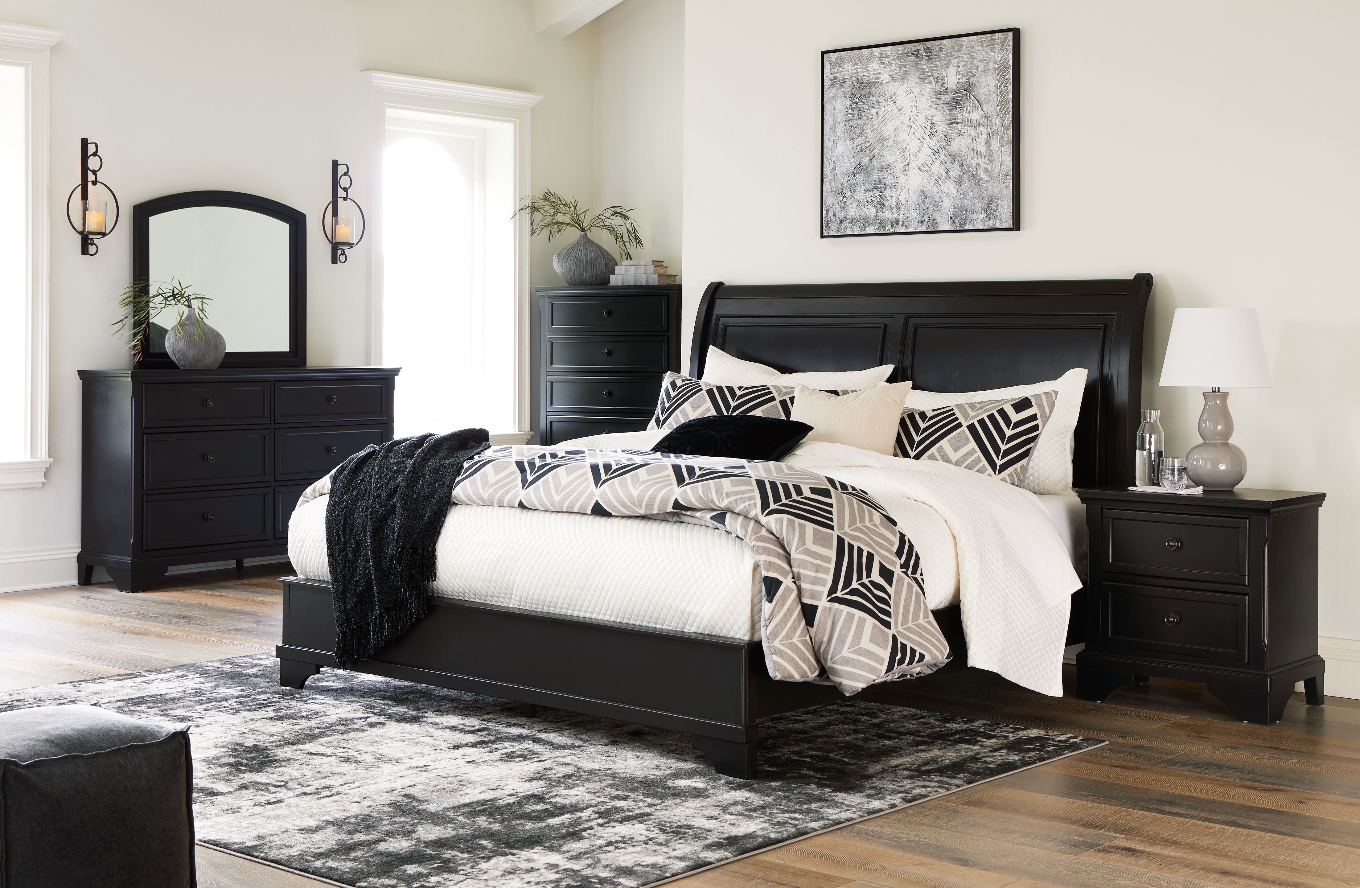 Ashley furniture store black queen bed