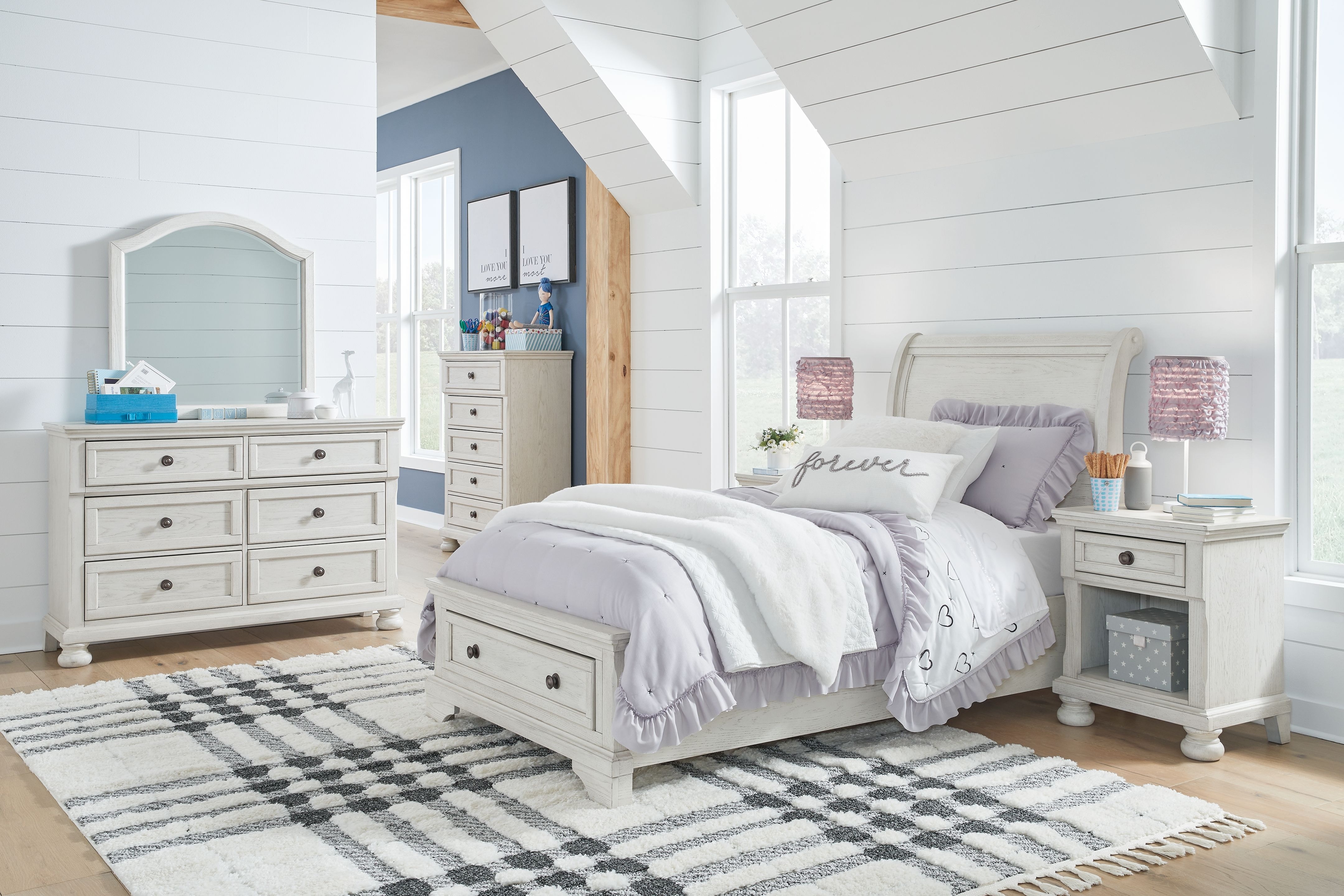 Ashley 6 Piece Twin Sleigh Storage Bed Set B742-21-26-45-53-52S-183
