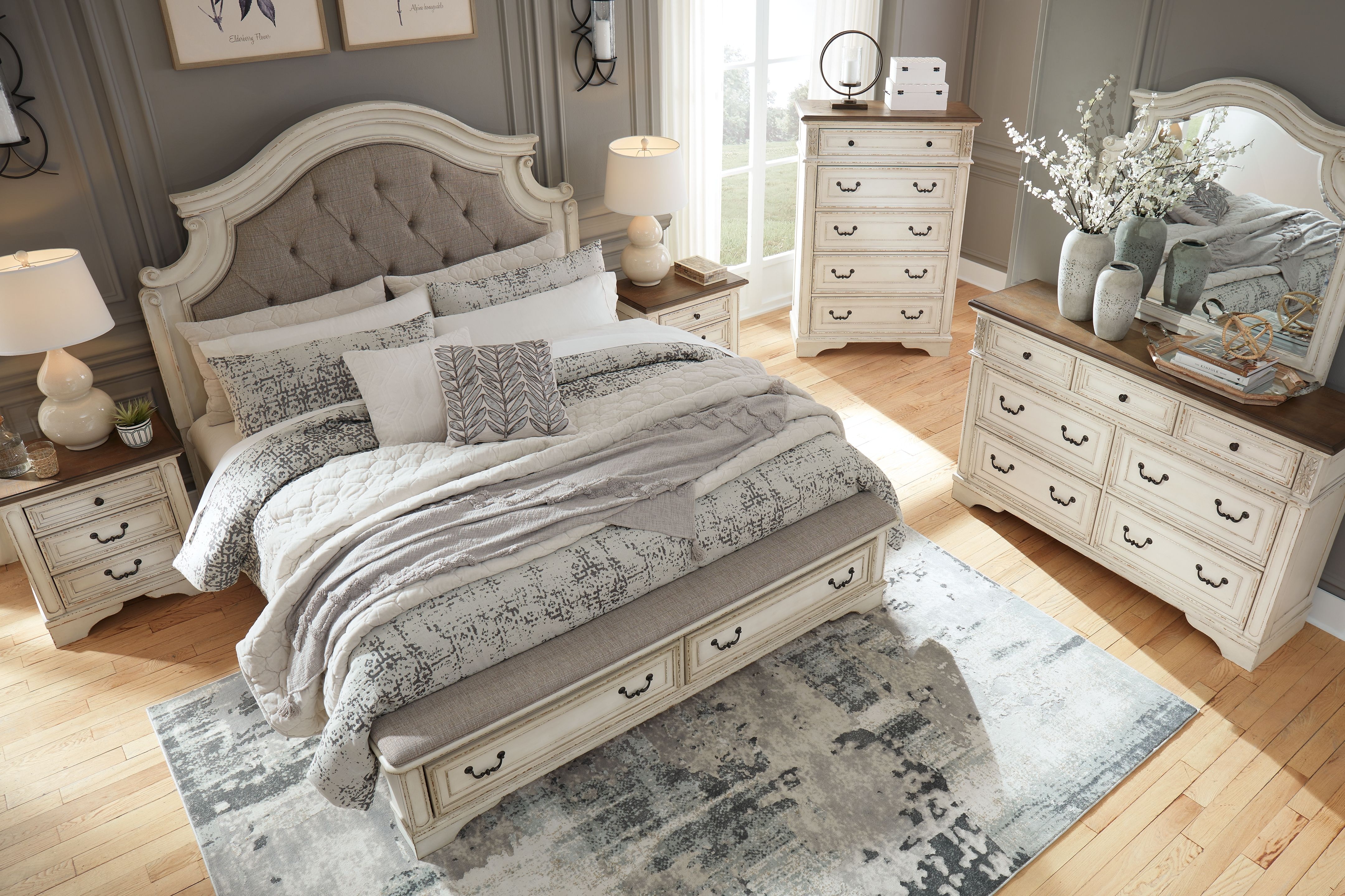 Ashley California King Upholstered Bed - 7 Piece King Bed Set B743-31-36-194-56S-58-93-2
