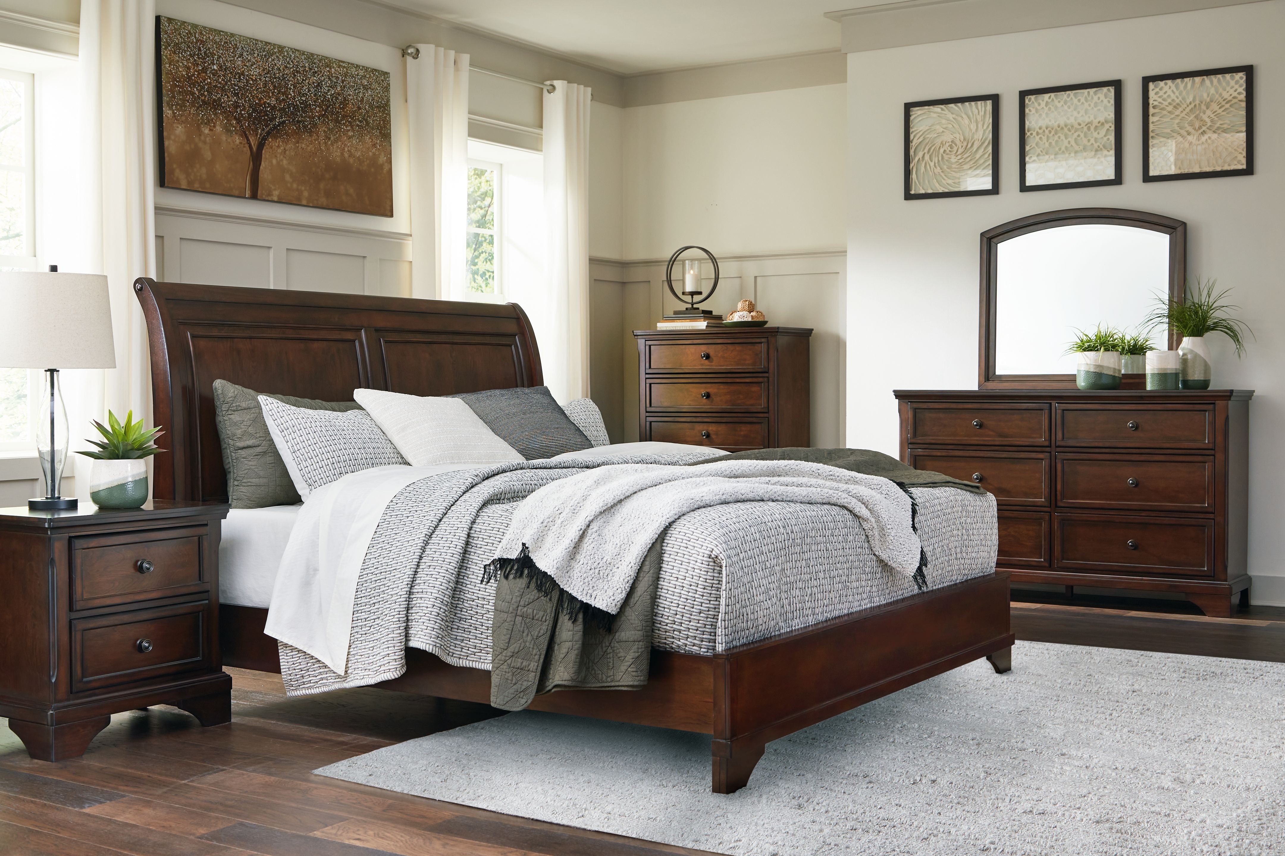 Ashley cherry sleigh deals bed