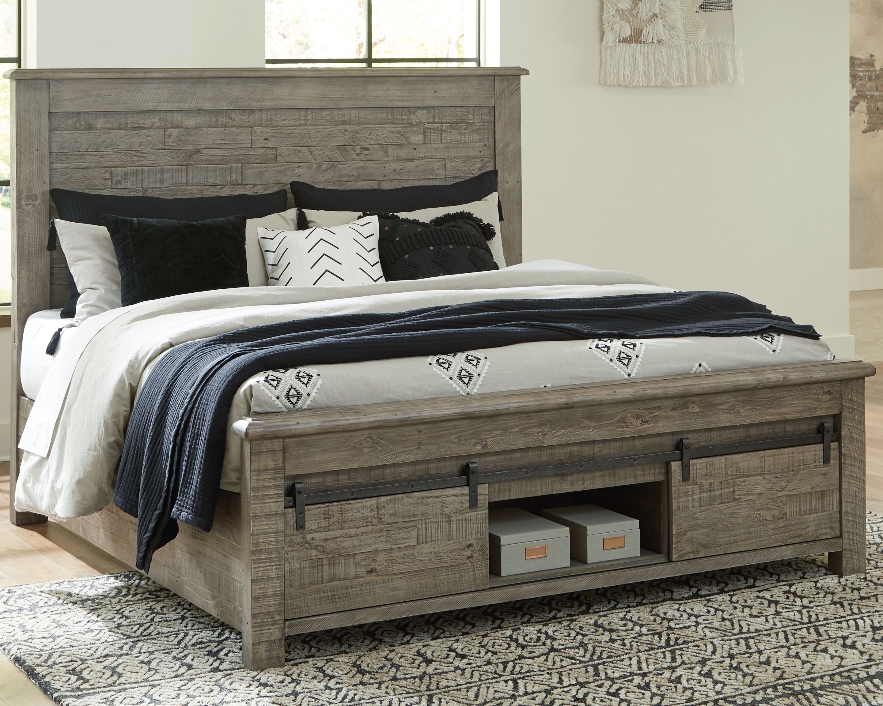 Ashley Brennagan Queen Panel Bed With Footboard Storage B774-77-74S-98S ...