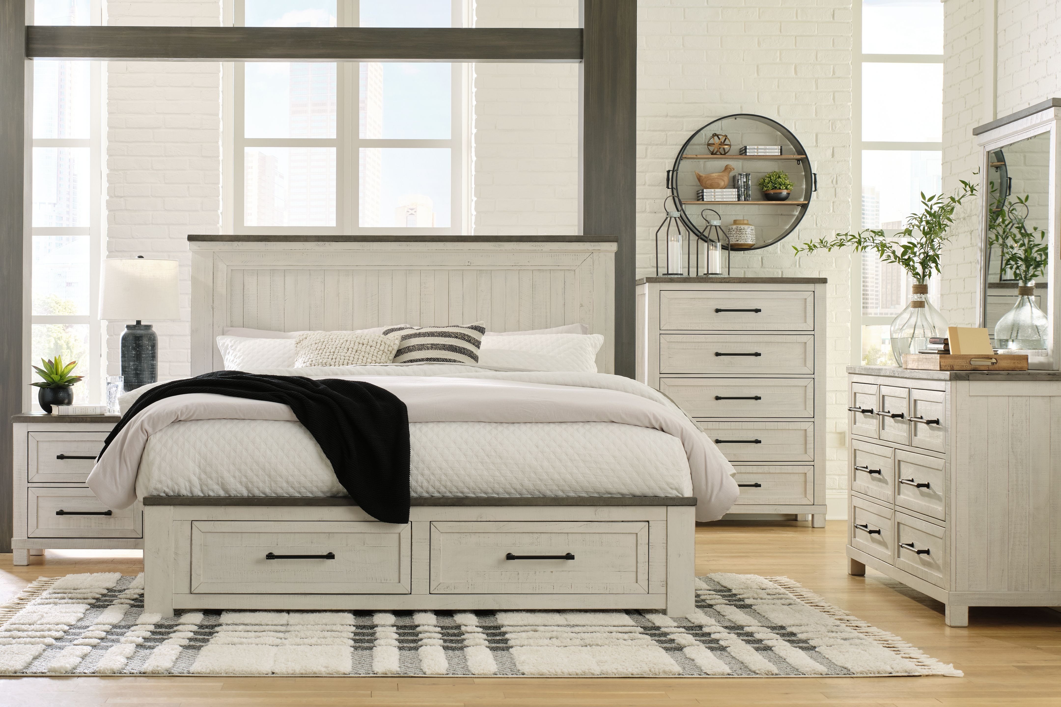 Ashley furniture queen storage shop bed