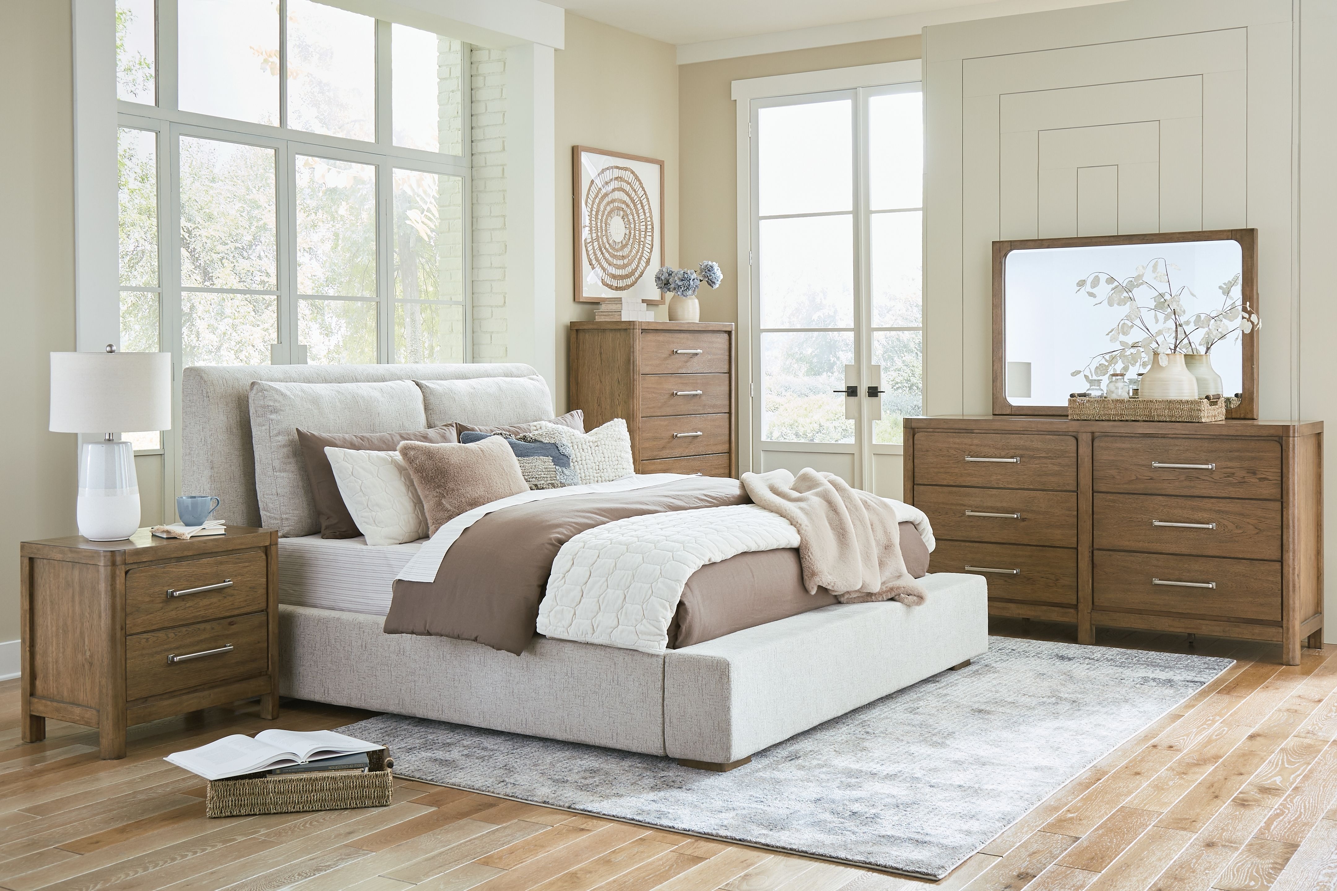 Ashley 7 Piece King Upholstered Bed Set B974-31-36-46-76-78-92-2