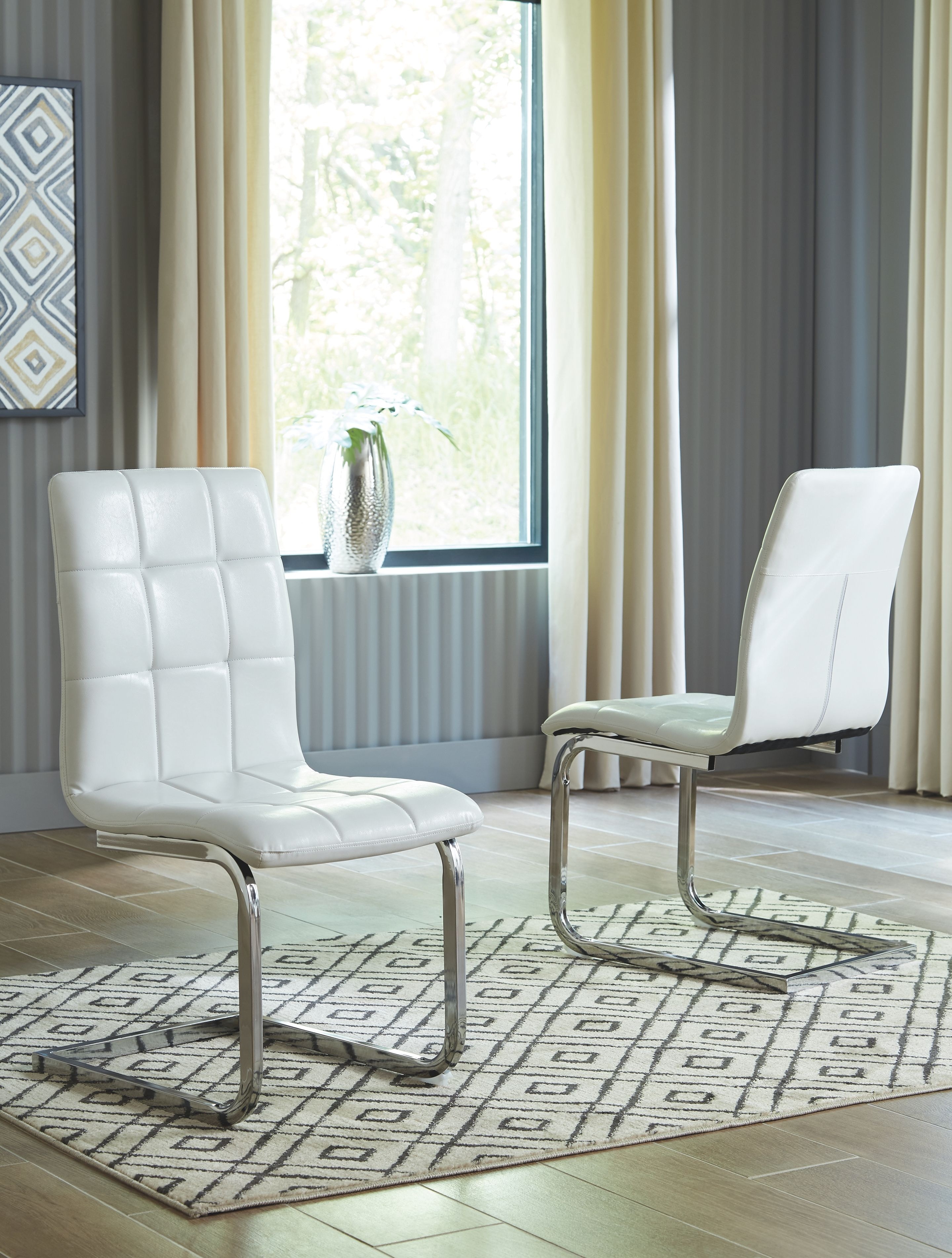 White and chrome online chairs